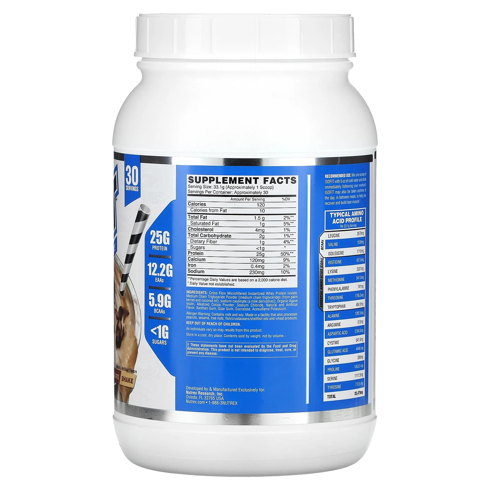 Nutrex Research, IsoFit, шоколадный коктейль, 993 г (2,2 фунта)