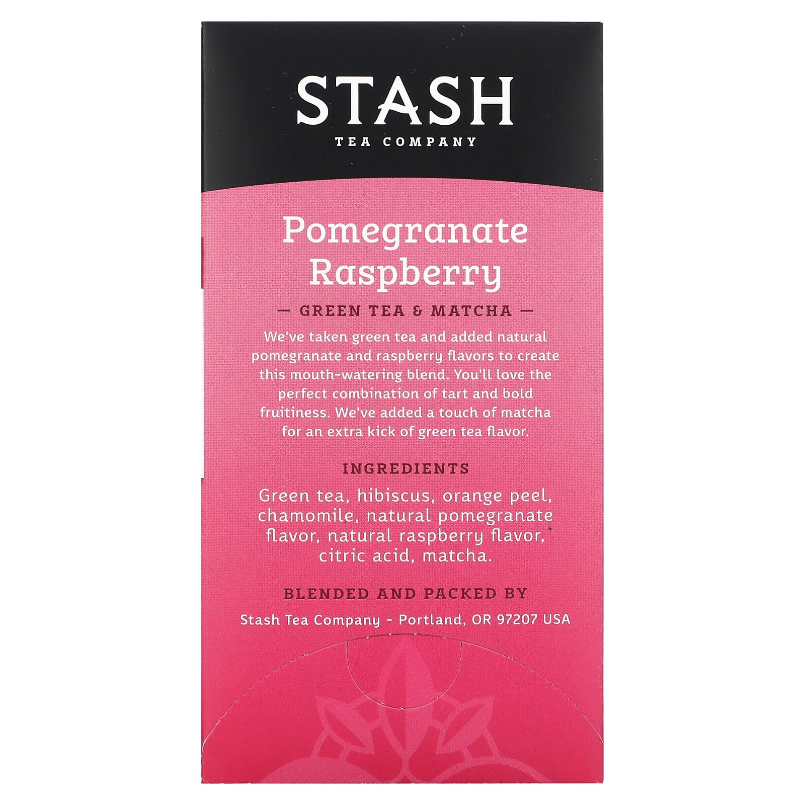 Stash Tea, Green Tea & Matcha, Гранат и малина, 18 чайных пакетиков, 1,2 унции (36 г)
