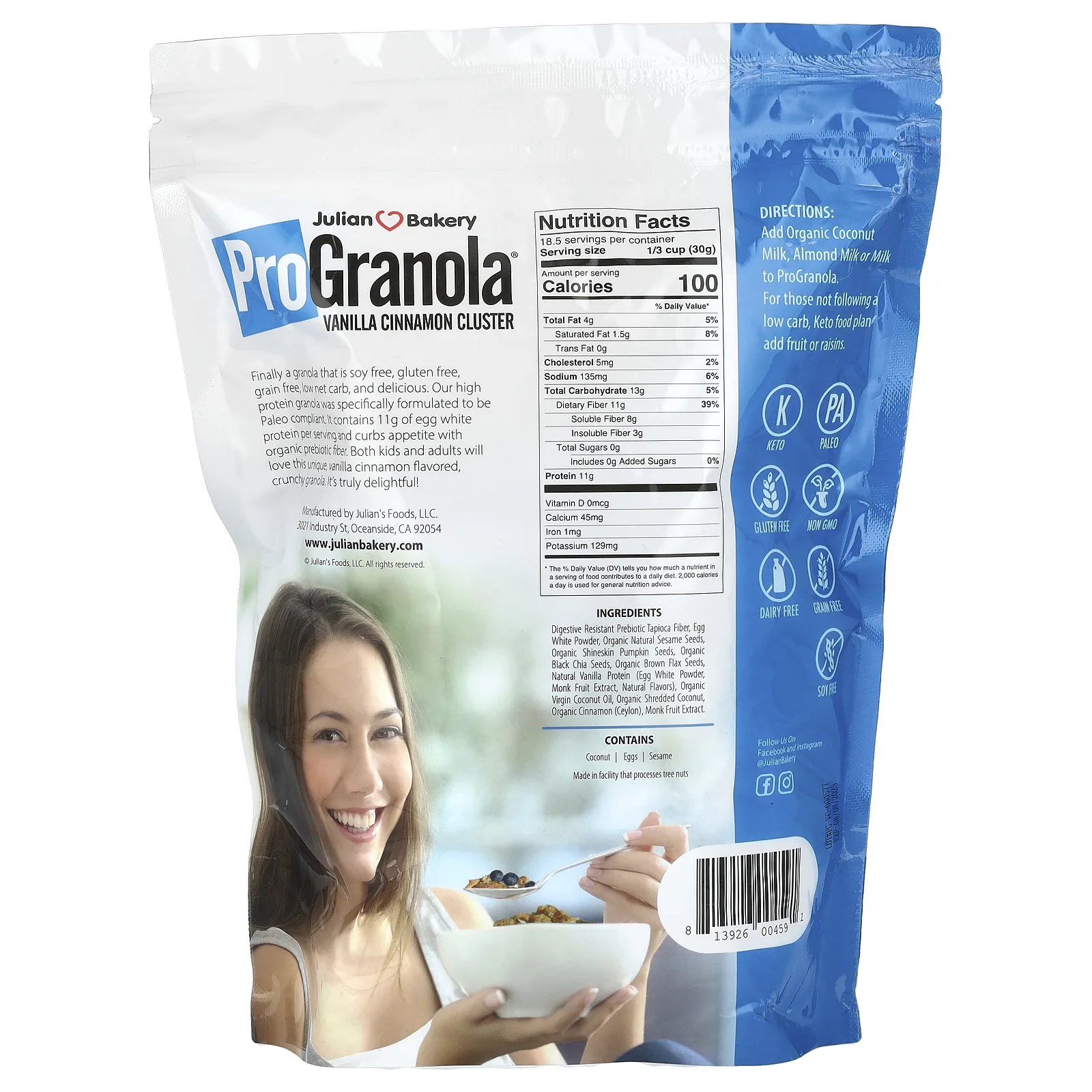 Julian Bakery, Pro Granola, ваниль и корица, 553 г (19,5 унции)