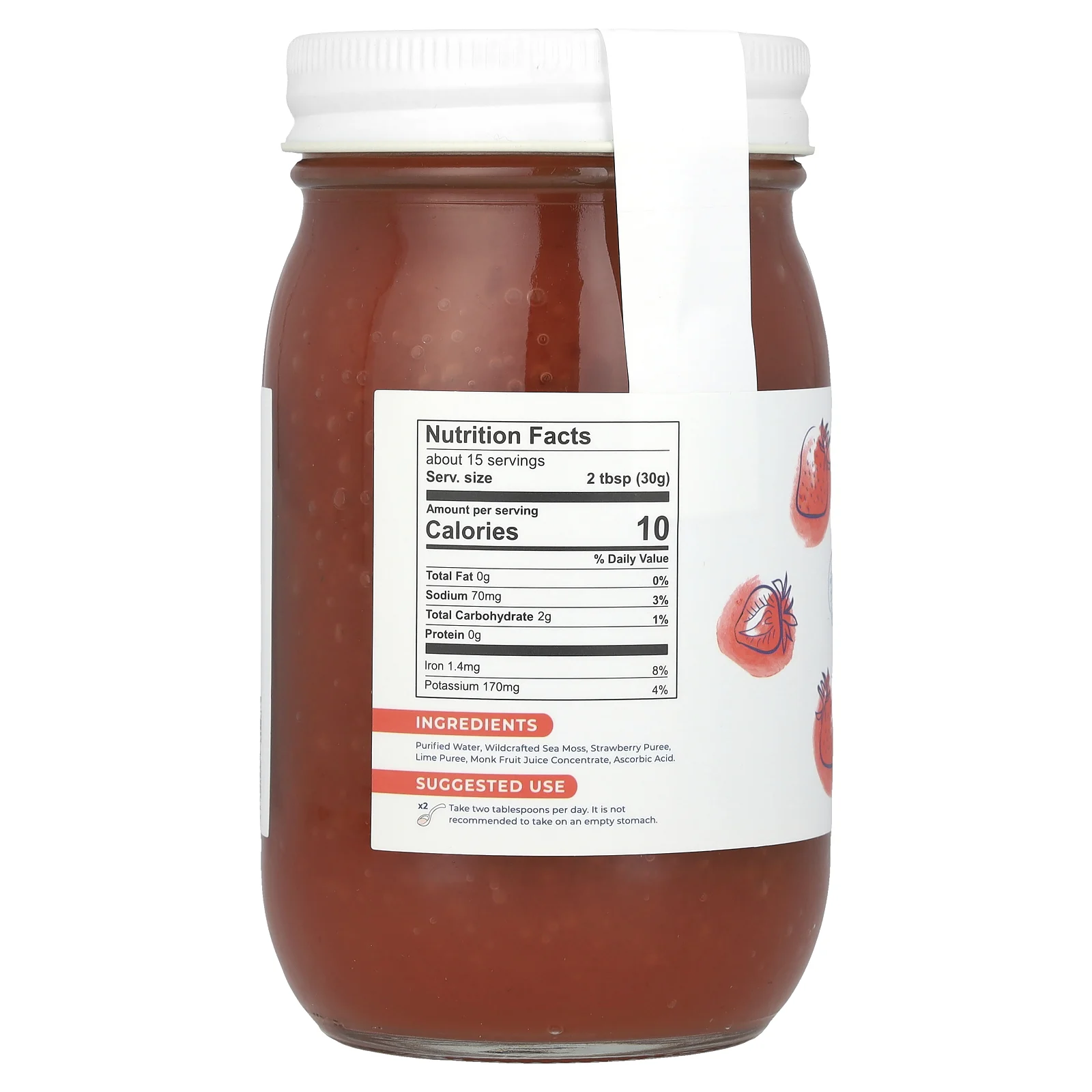 True Sea Moss, Гель с морским мохом, клубника, 453 г (16 жидк. Унций)