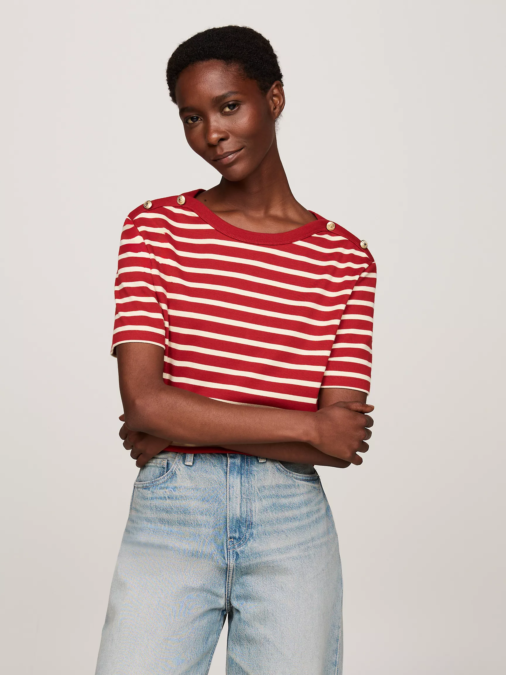 Женская футболка Tommy Hilfiger, Свободная футболка с вырезом "лодочка"