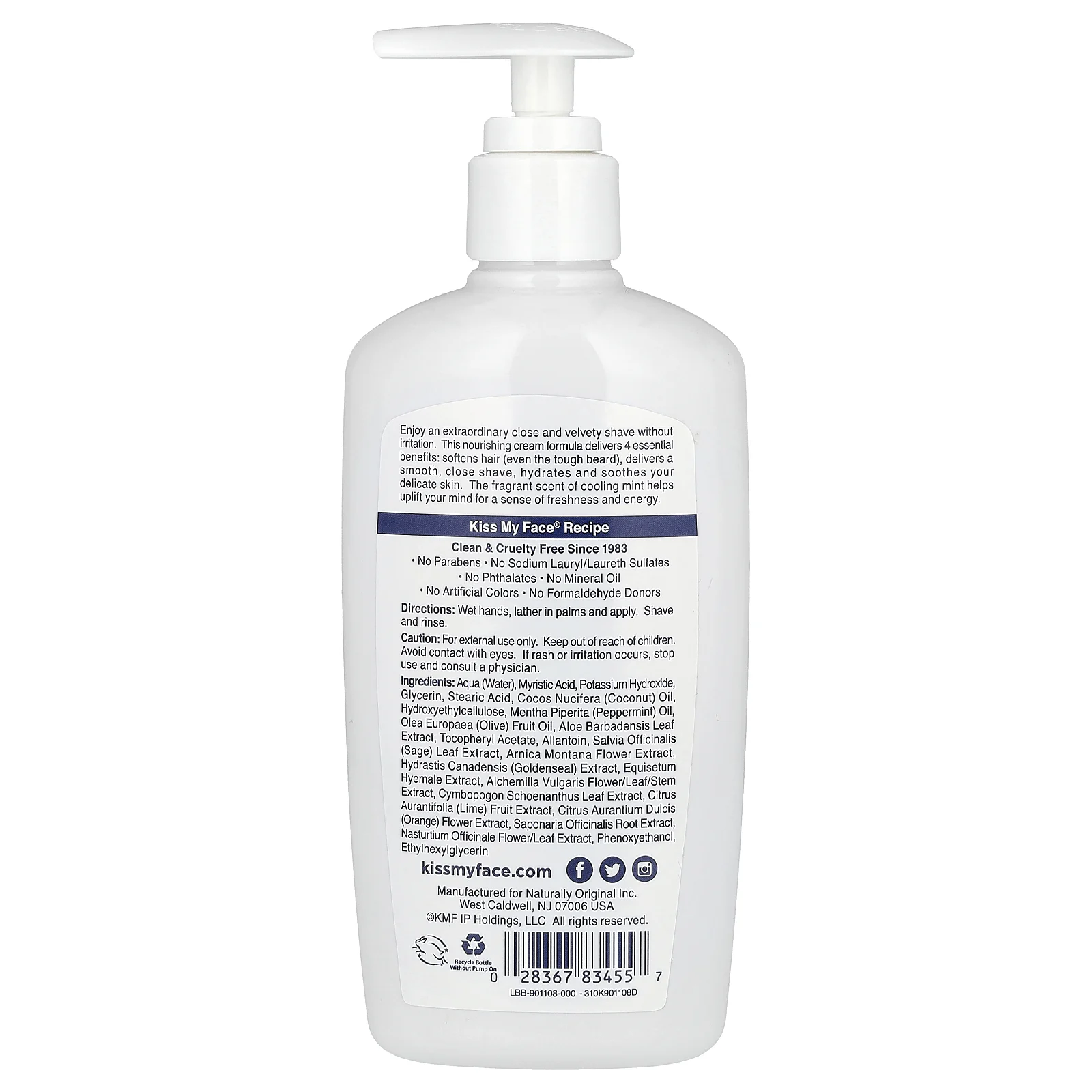 Kiss My Face, Увлажняющее средство для бритья 4 в 1, прохладная мята, 325 мл (11 жидк. Унций)