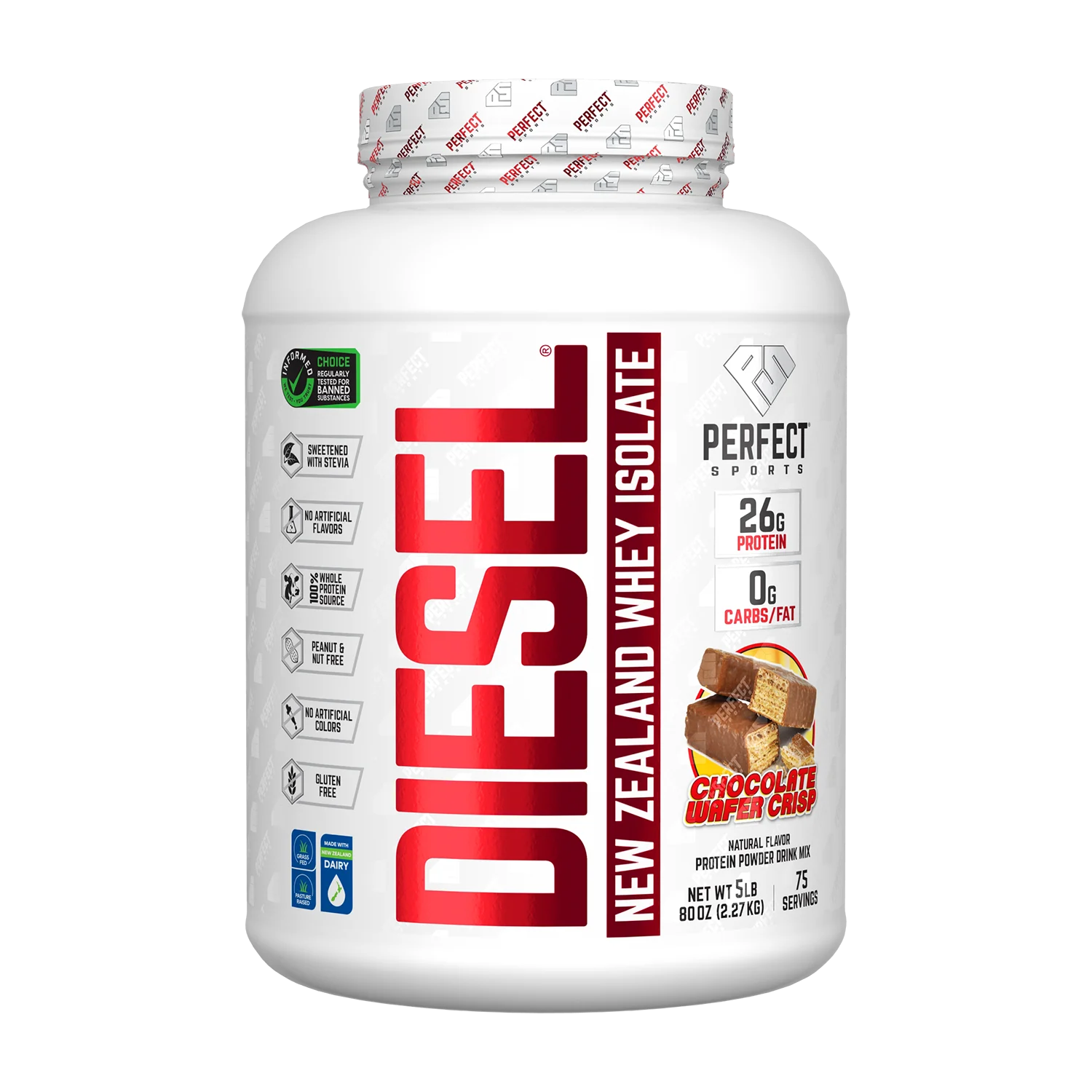 PERFECT Sports, Diet, новозеландский сывороточный изолят, хрустящая шоколадная вафля, 2,27 кг (5 фунтов)