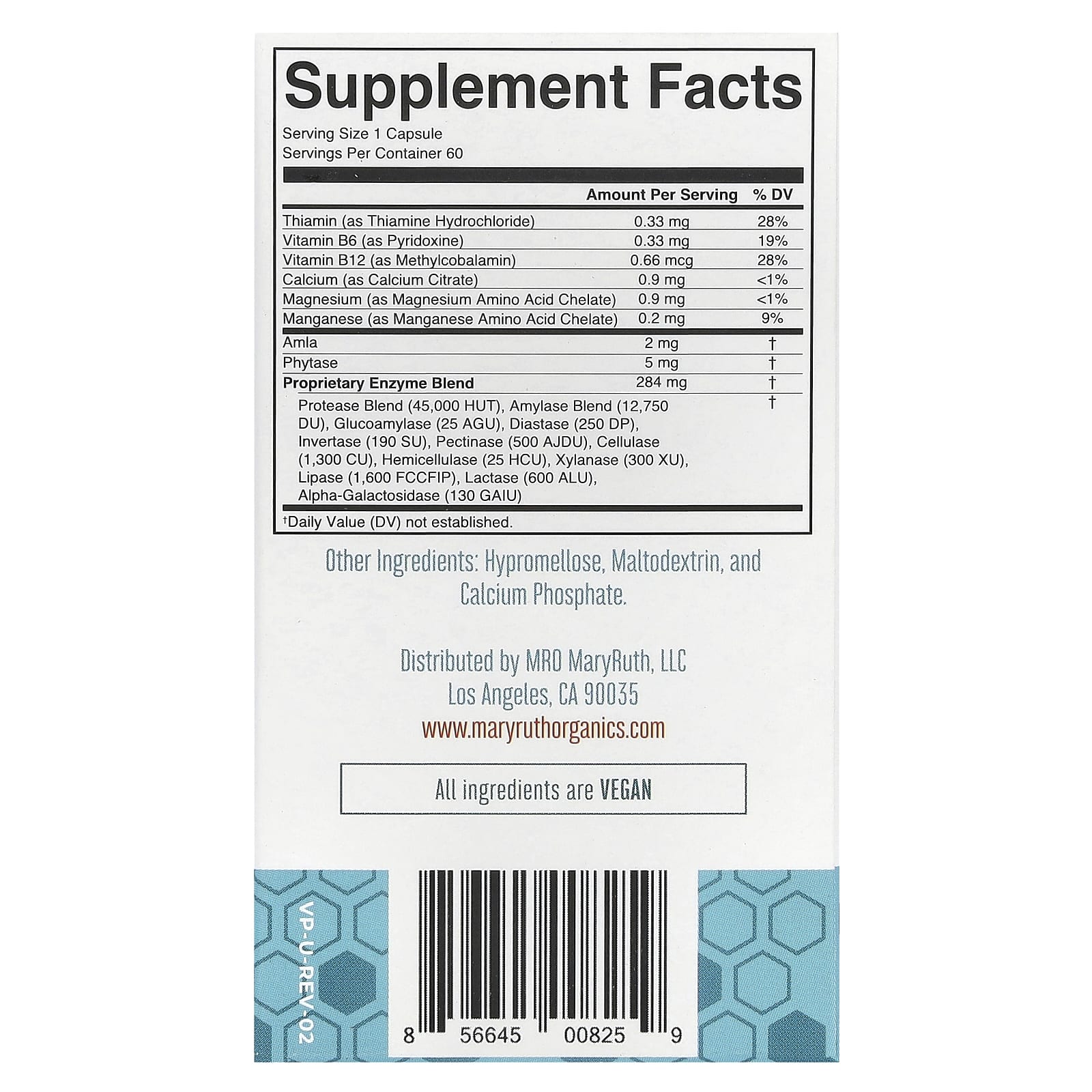 MaryRuth's, пищевые пищеварительные ферменты, 60 капсул