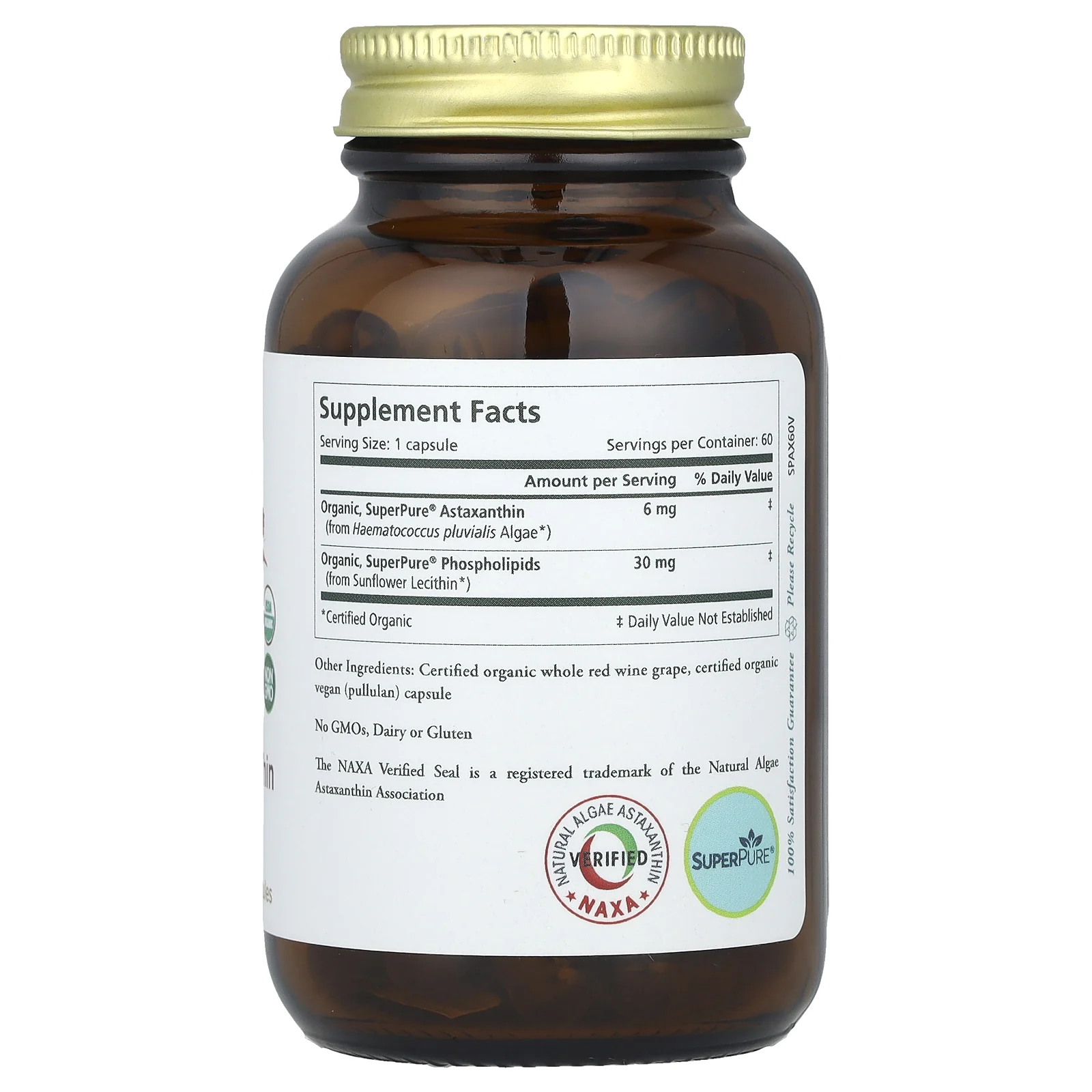 Pure Synergy, SuperPure, астаксантин, органический экстракт, 60 капсул