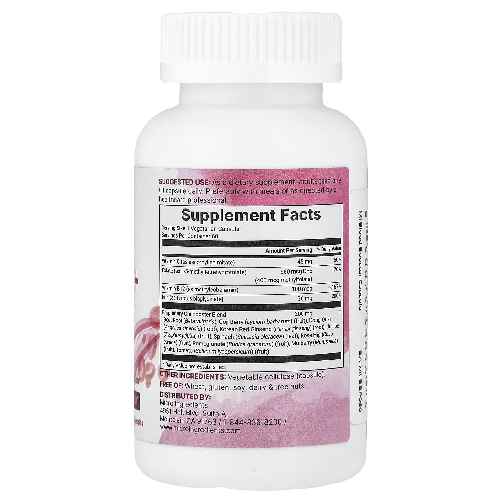 Micro Ingredients, Blood Booster+, 60 вегетарианских капсул