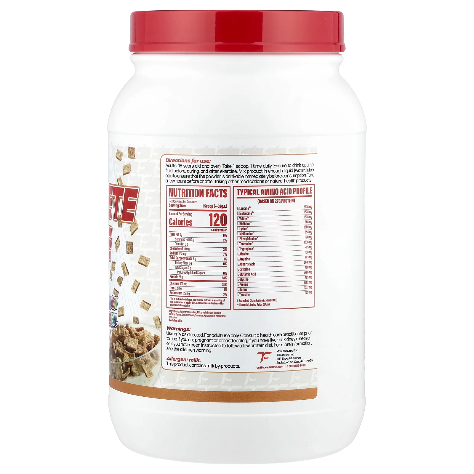 TC Nutrition, Complete изолят, хлопья с корицей, 907 г (2 фунта)