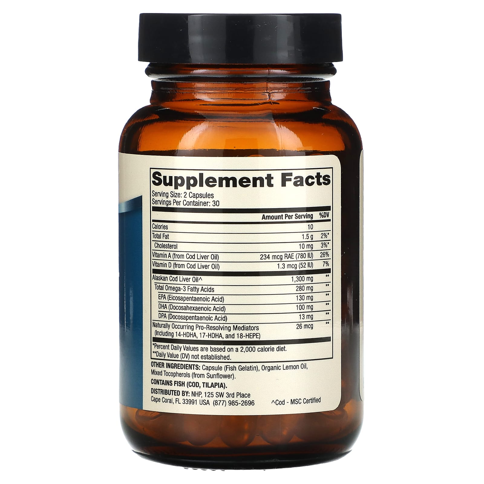 Dr. Mercola, жир печени дикой аляскинской трески, 1300 мг, 60 капсул (650 мг в 1 капсуле)