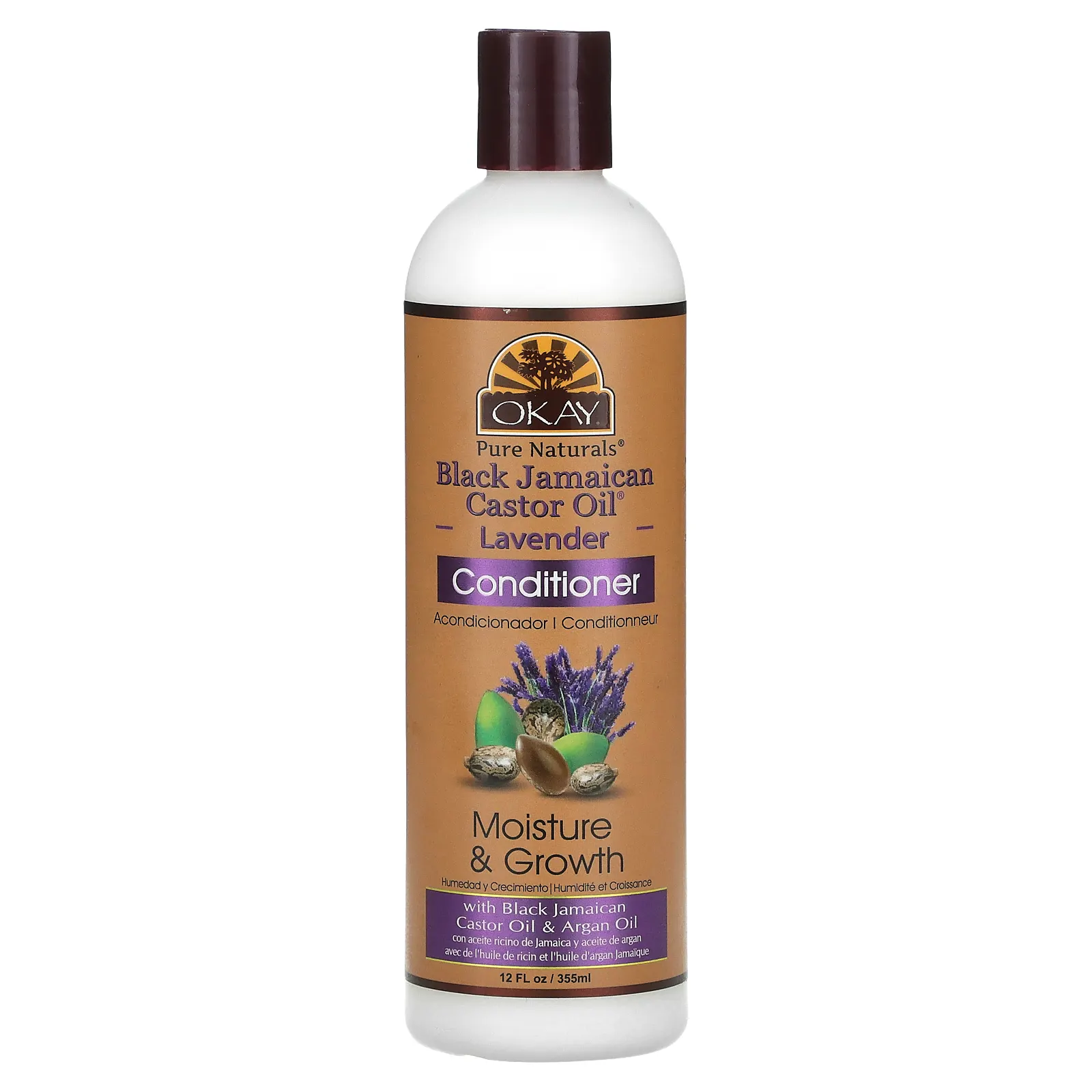 Okay Pure Naturals, Черное ямайское касторовое масло, кондиционер, лаванда, 355 мл (12 жидк. Унций)