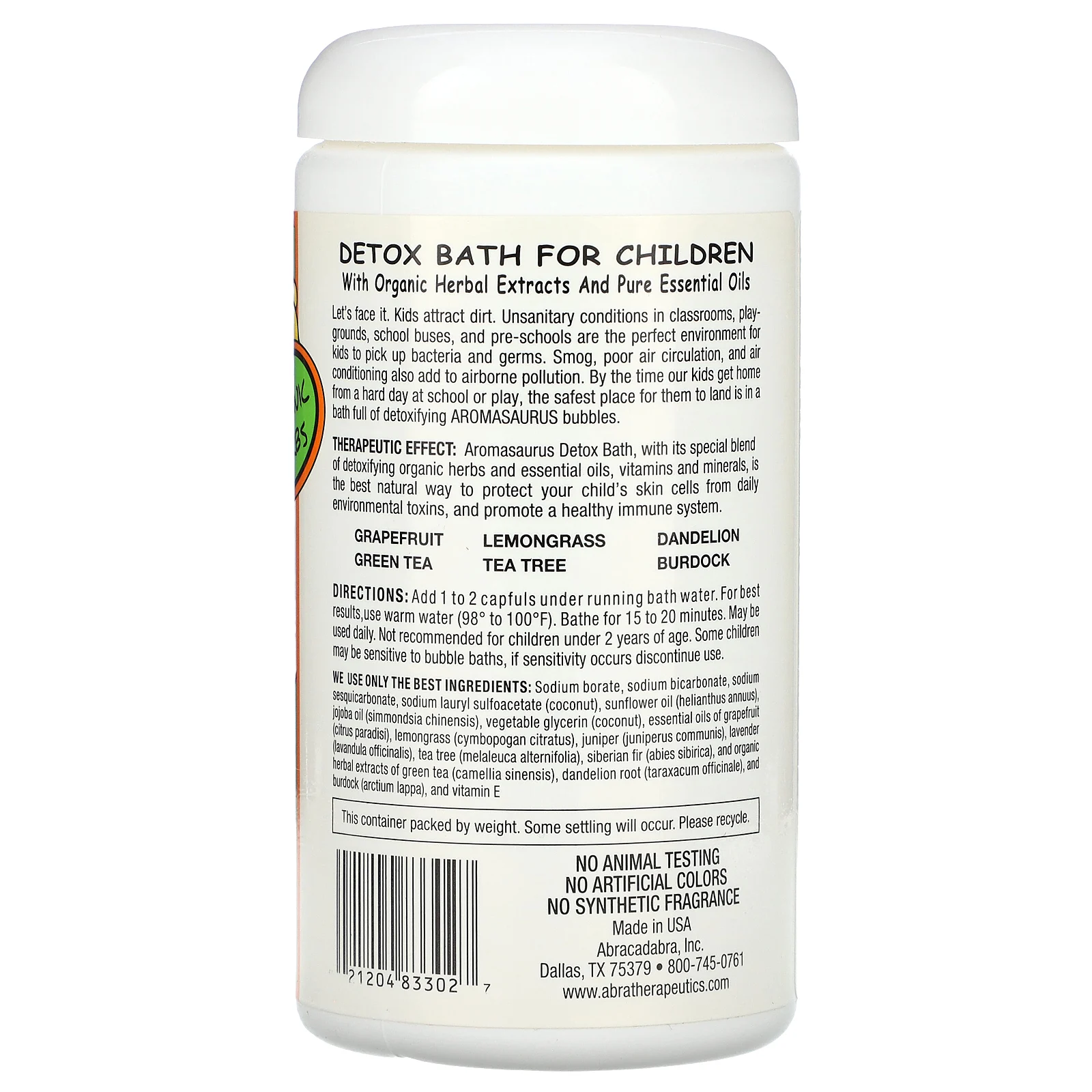 Abra Therapeutics, Aromasaurus Detox, ароматерапевтическая пенная ванна для детей, 453 г (16 унций)