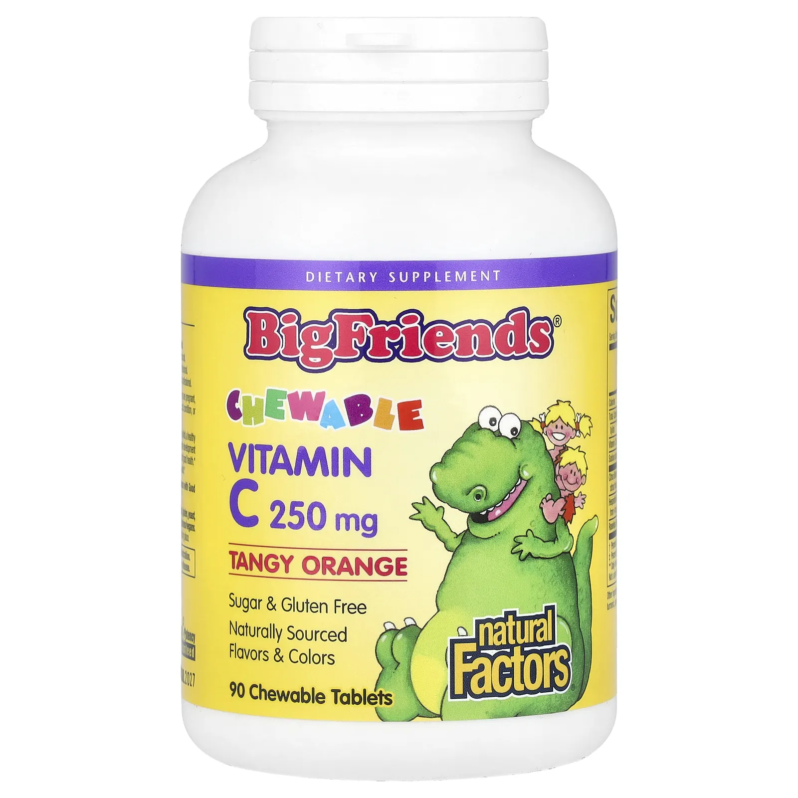 Natural Factors, Big Friends, жевательный витамин C, апельсиновый вкус, 250 мг, 90 жевательных таблеток