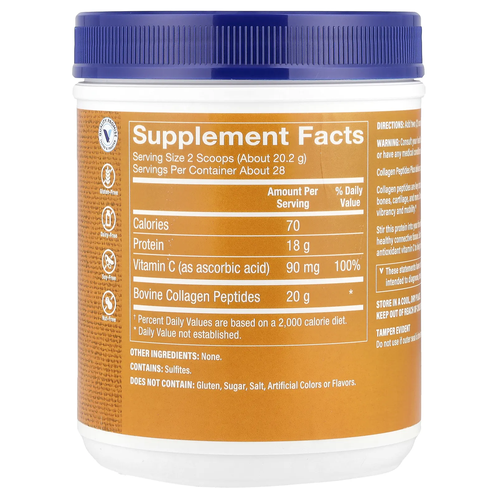 The Vitamin Shoppe, Collagen Peptides Plus, без добавок, 564,2 г (20 унций)