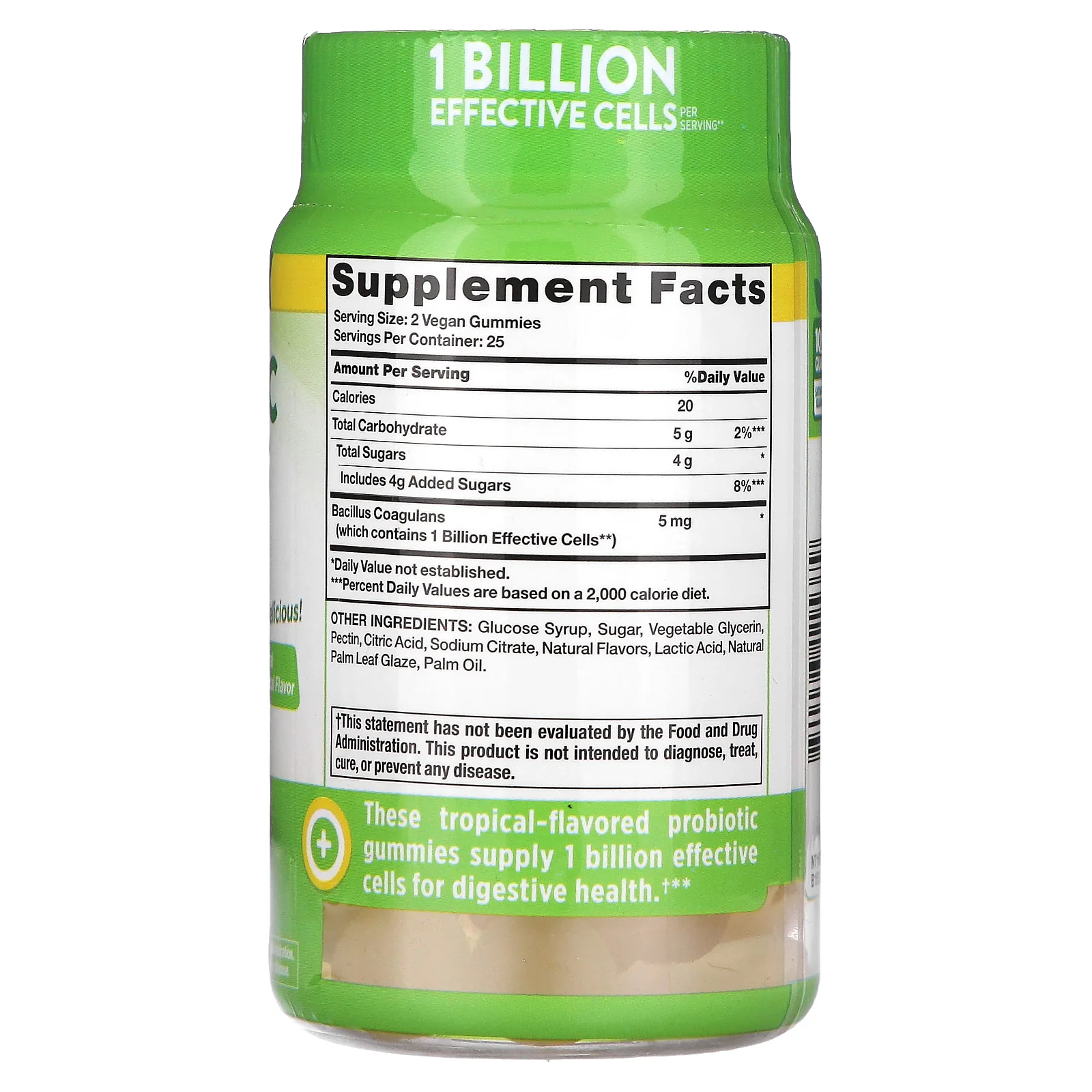 Nature's Truth, жевательные пробиотики для поддержки пищеварения, натуральные тропические фрукты, 50 веганских жевательных таблеток