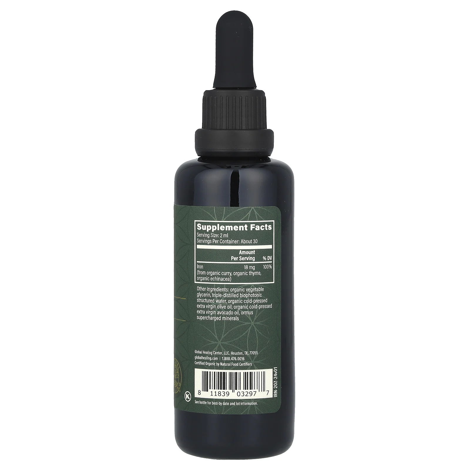 Global Healing, Железо на растительной основе Microsomal ™, 18 мг, 59,2 мл (2 жидк. Унции)