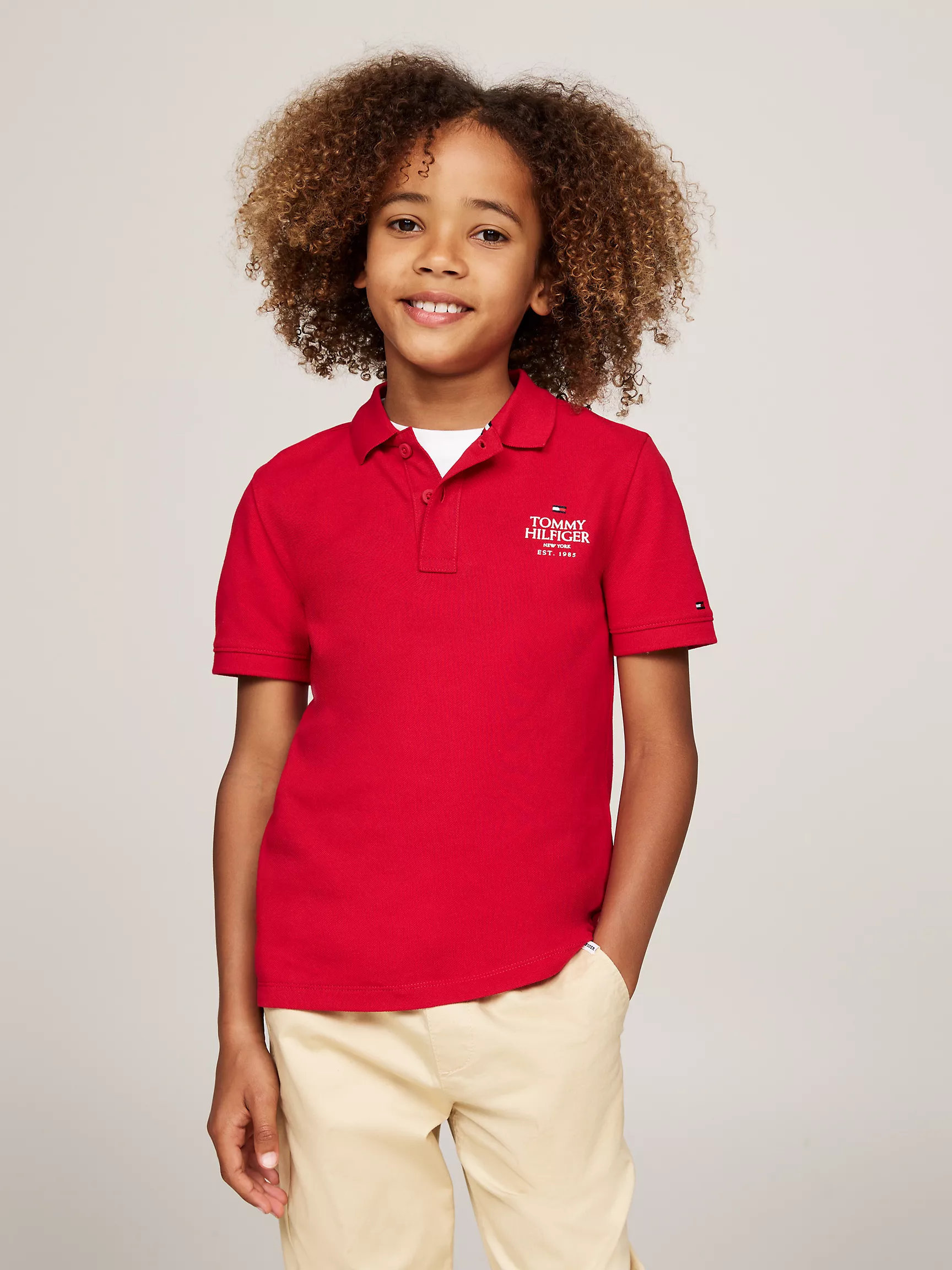 Рубашка-поло для мальчиков Tommy Hilfiger, Детское поло из пике с логотипом Hilfiger