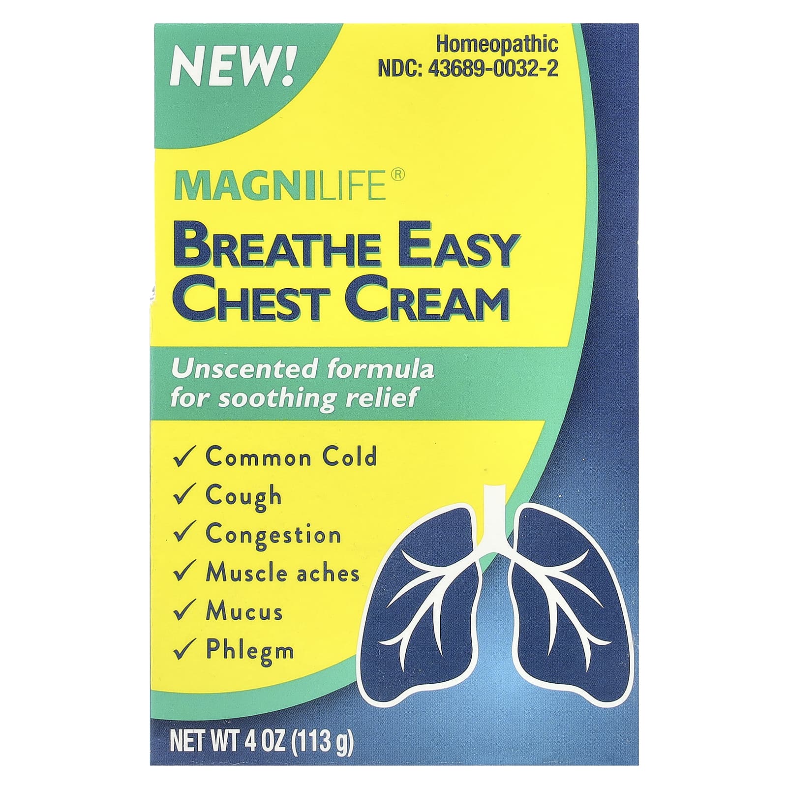 MagniLife, Breathe Easy, крем для груди, без запаха, 113 г (4 унции)