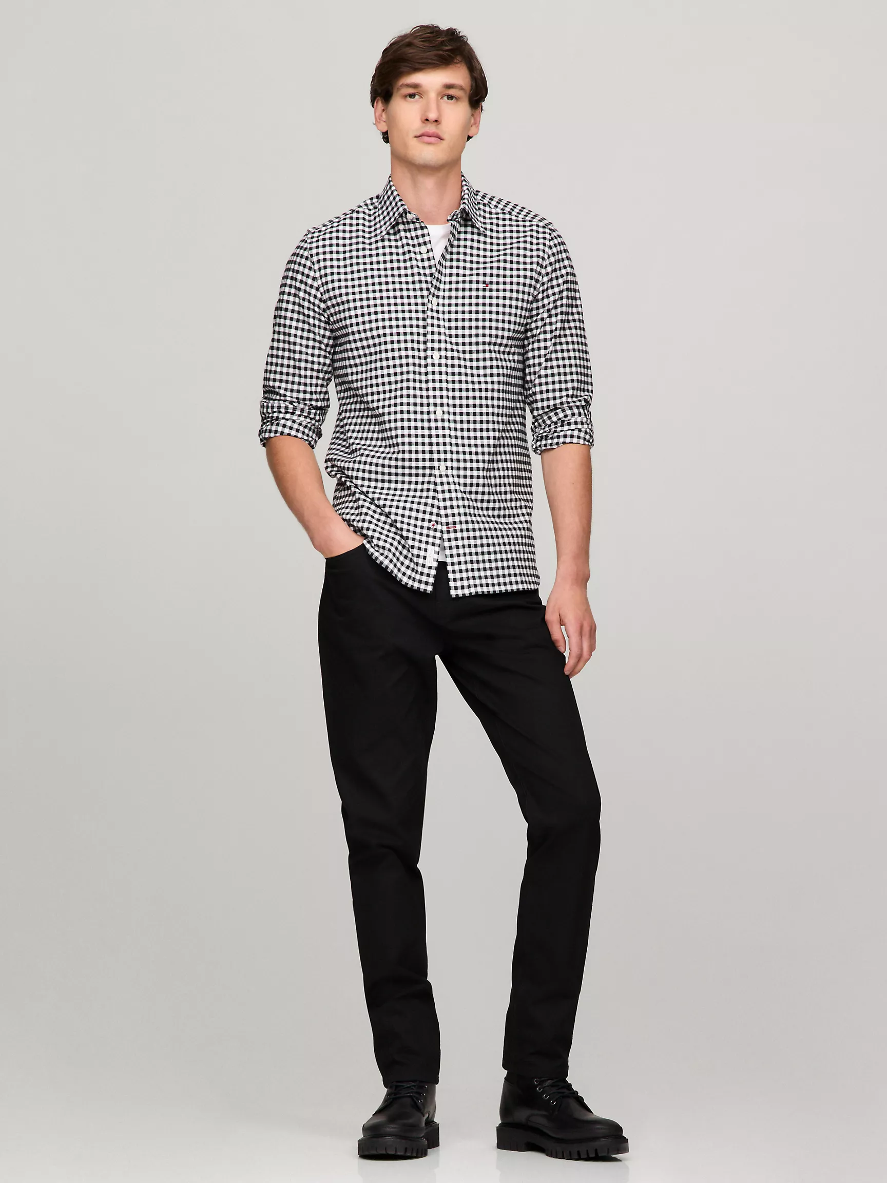 Мужская рубашка Tommy Hilfiger, Стандартная рубашка из оксфорда в клетку гингем