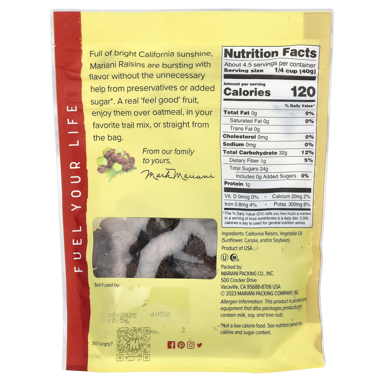 Mariani Dried Fruit, Калифорнийский изюм премиального качества, без добавления сахара, 170 г (6 унций)