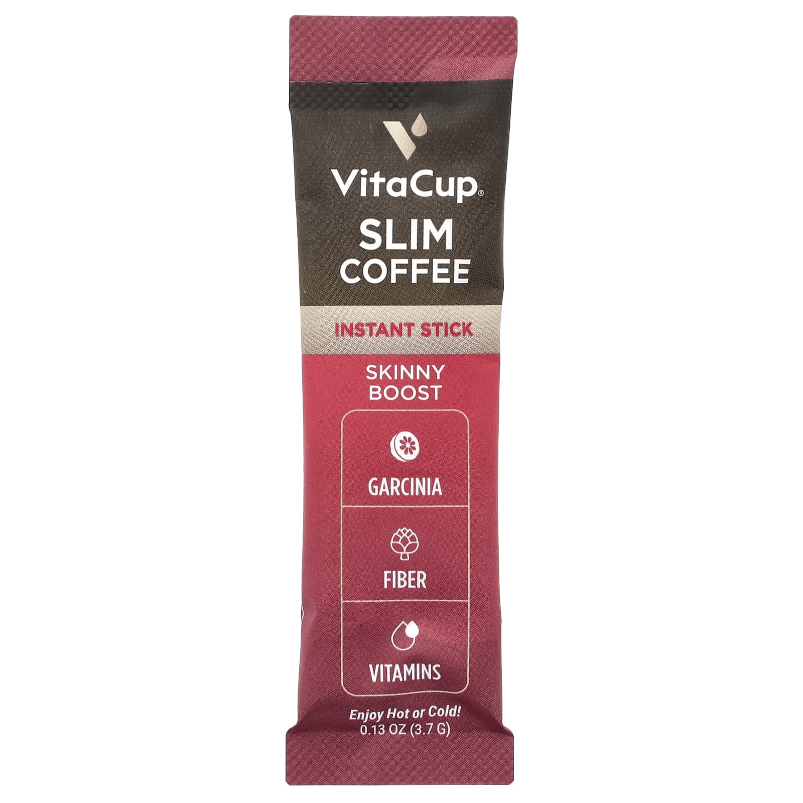 VitaCup, Растворимый кофе Slim, средней темной обжарки, 10 палочек для еды, по 3,7 г (0,13 унции) каждый
