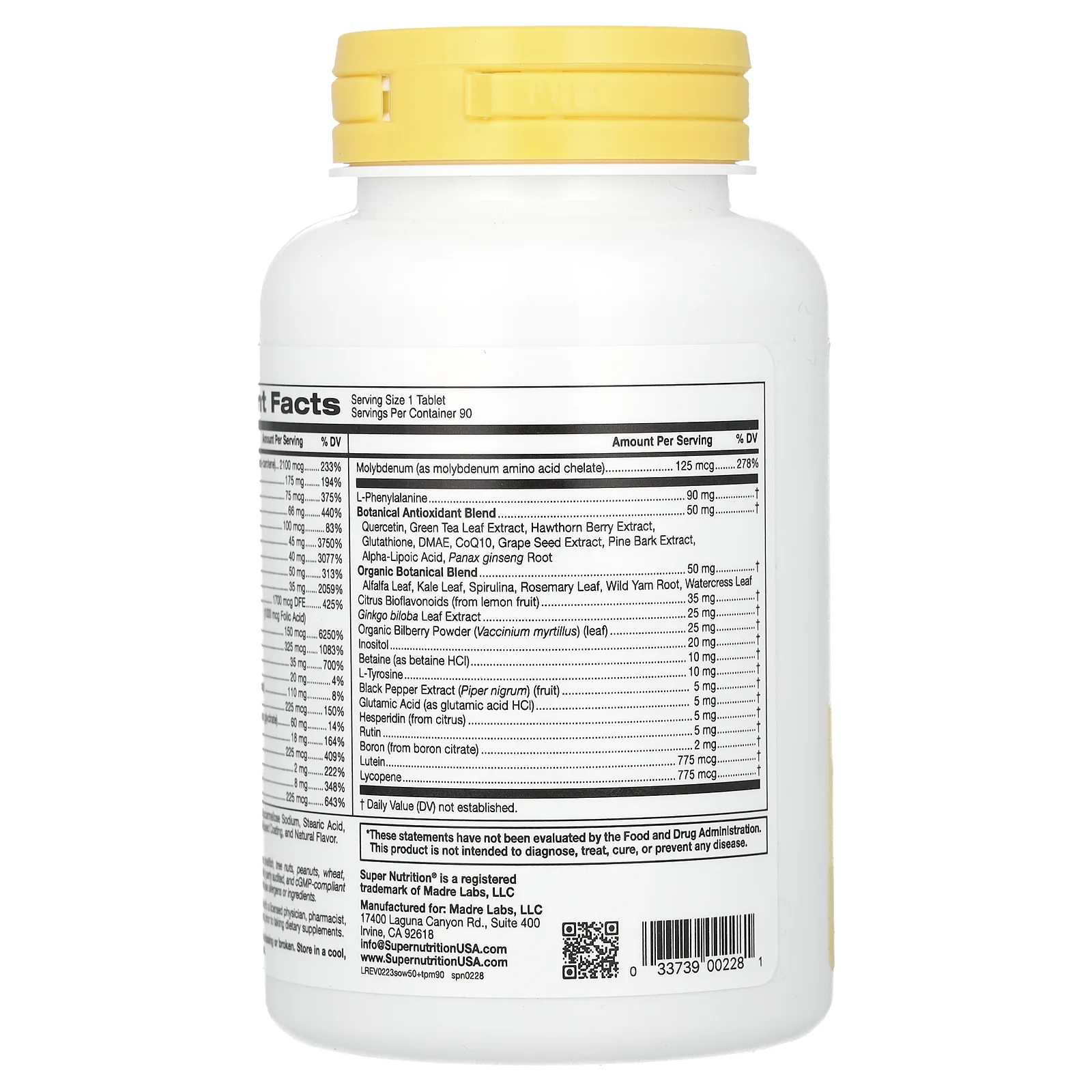 Super Nutrition, SimplyOne, мультивитаминная добавка тройного действия для женщин старше 50 лет, без железа, 90 таблеток