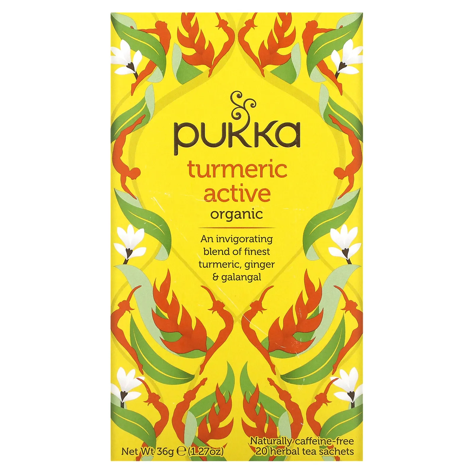 Pukka Herbs, Органический травяной чай, активная куркума, без кофеина, 20 пакетиков, 36 г (1,27 унции)