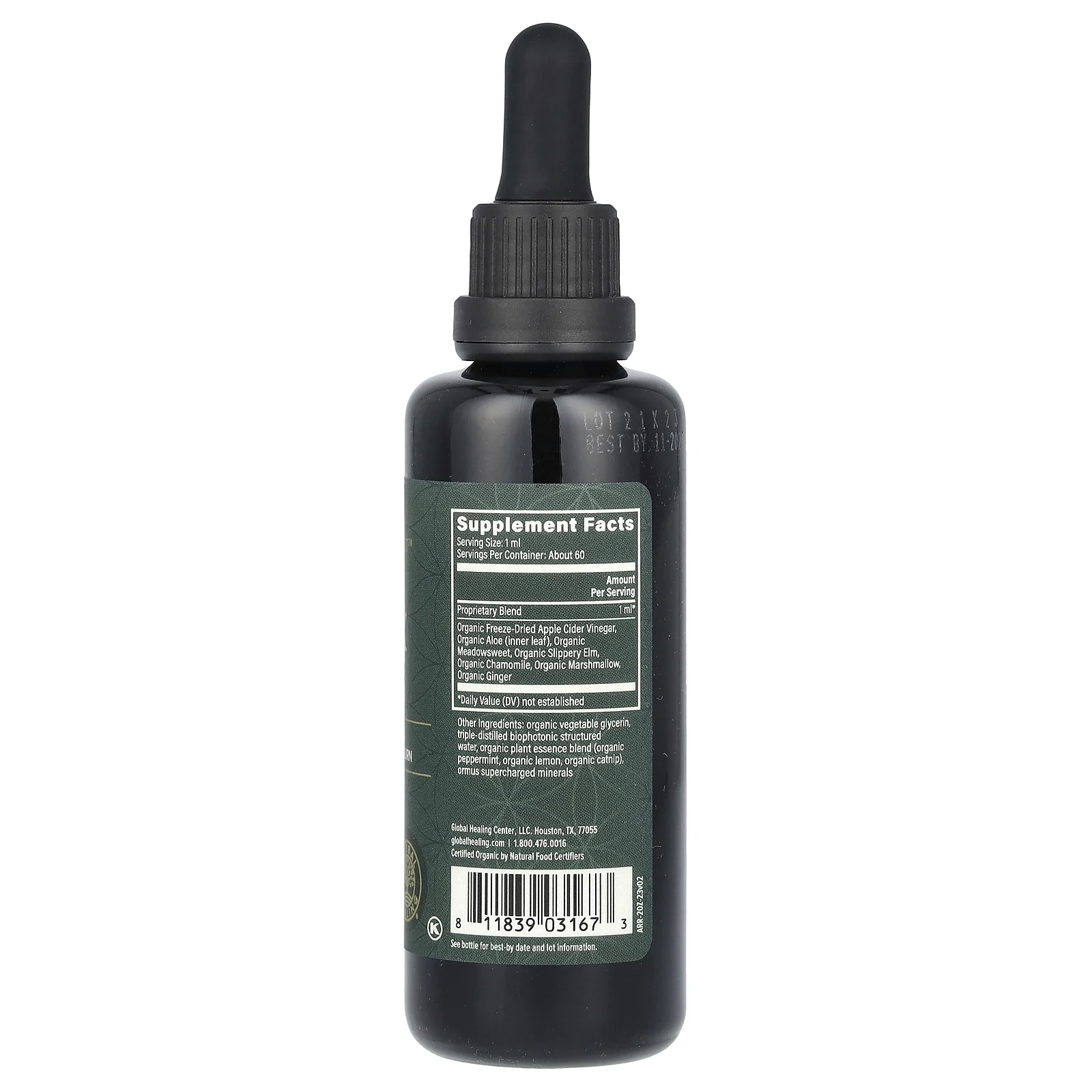 Global Healing, необработанный травяной экстракт, средство от кислотного рефлюкса, 59,2 мл (2 жидк. унции)