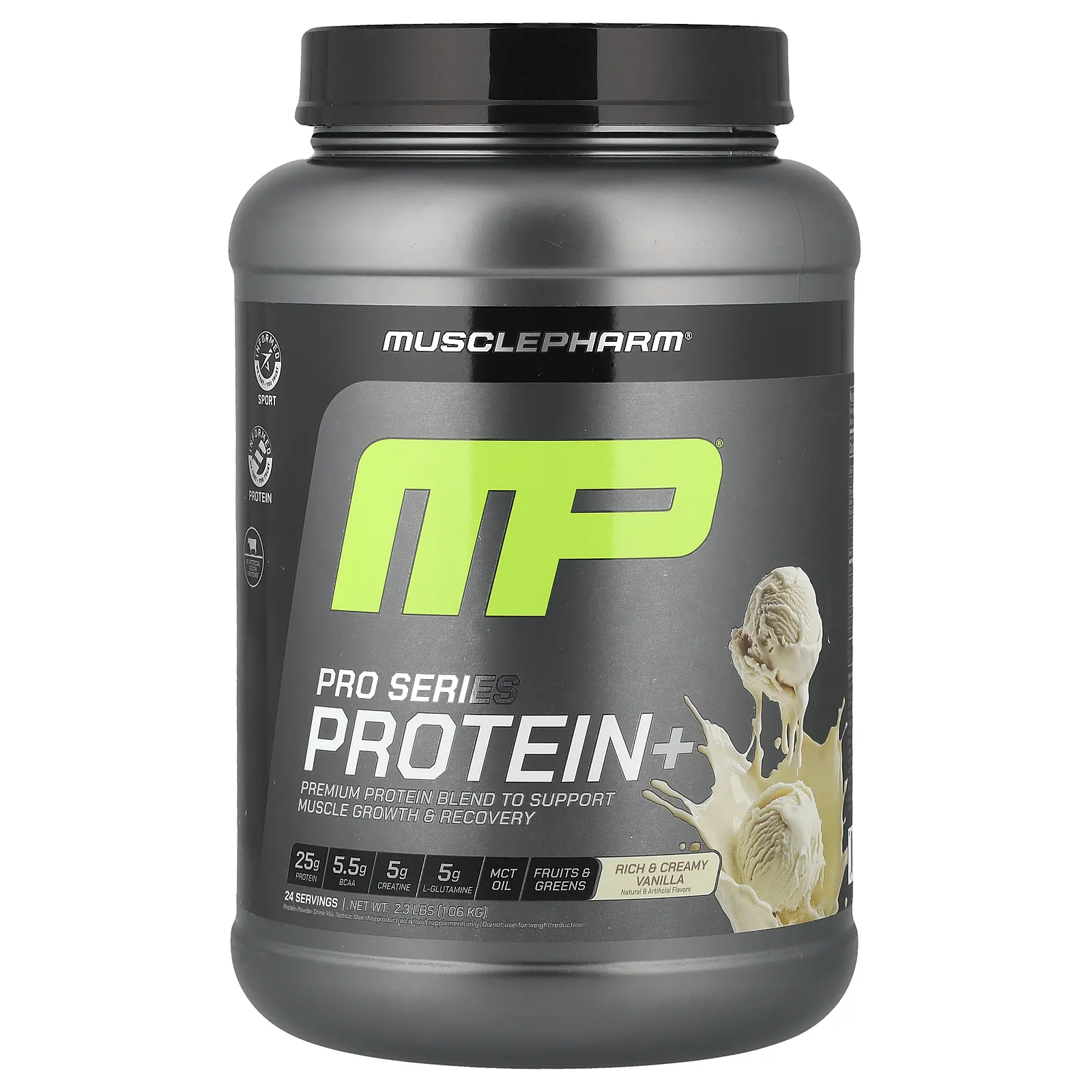 MusclePharm, Pro Series Protein+, насыщенный и сливочный ванильный вкус, 1,06 кг (2,3 фунта)