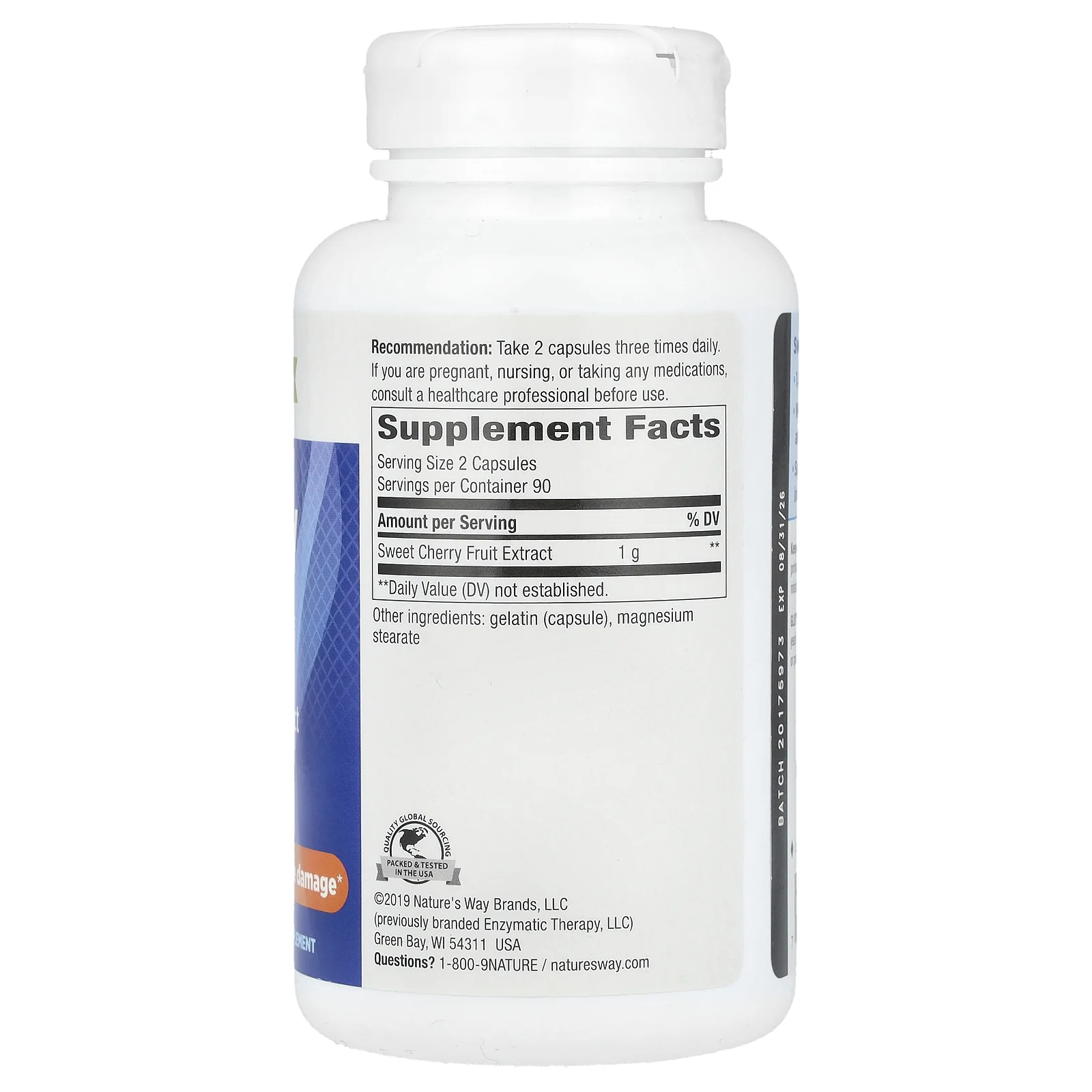 Nature's Way, плоды вишни, экстракт черешни, 1000 мг, 180 капсул (500 мг в 1 капсуле)