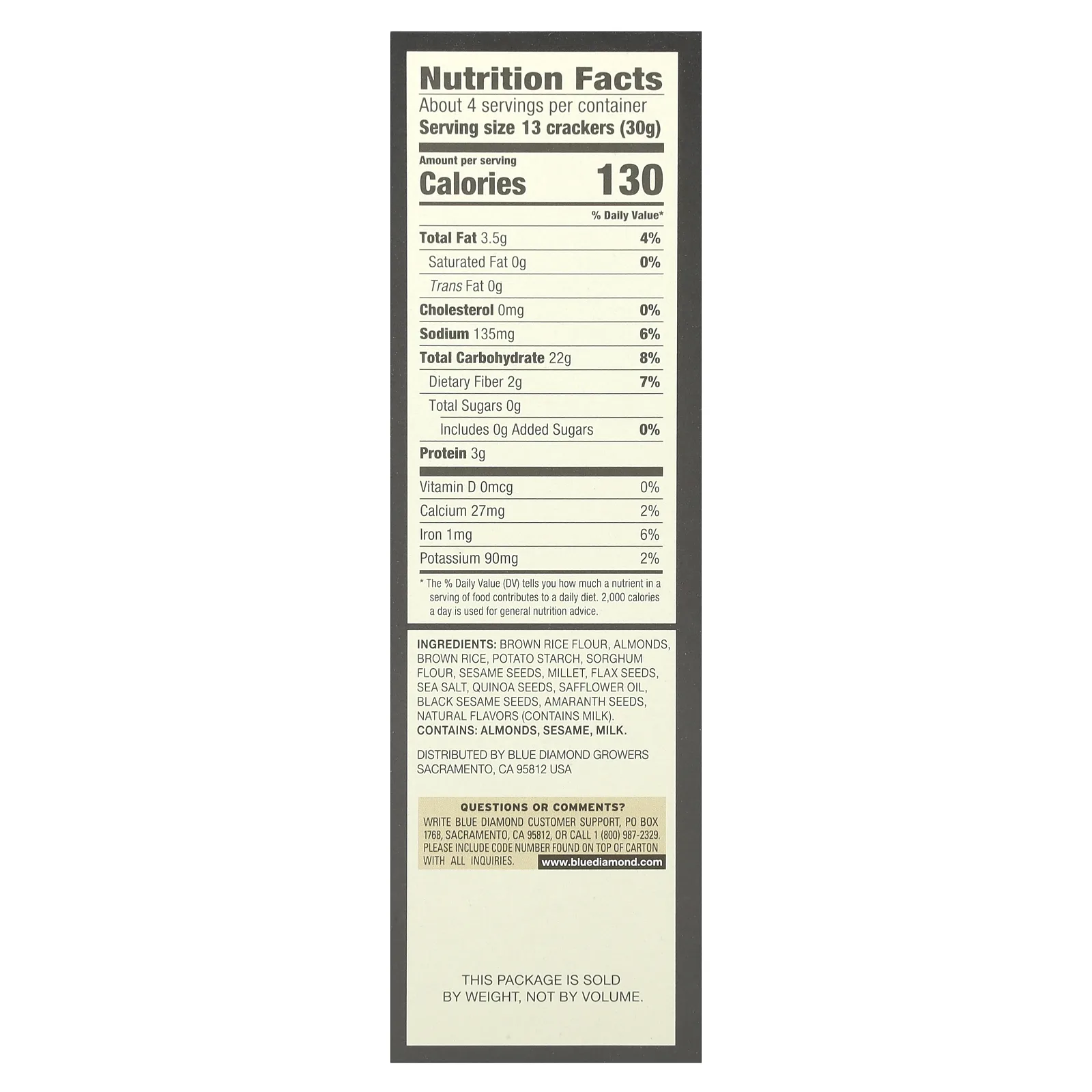 Blue Diamond, Almonds, Artisan Nut-Thins, снэки с рисовыми крекерами, несколько семян, 120,5 г (4,25 унции)