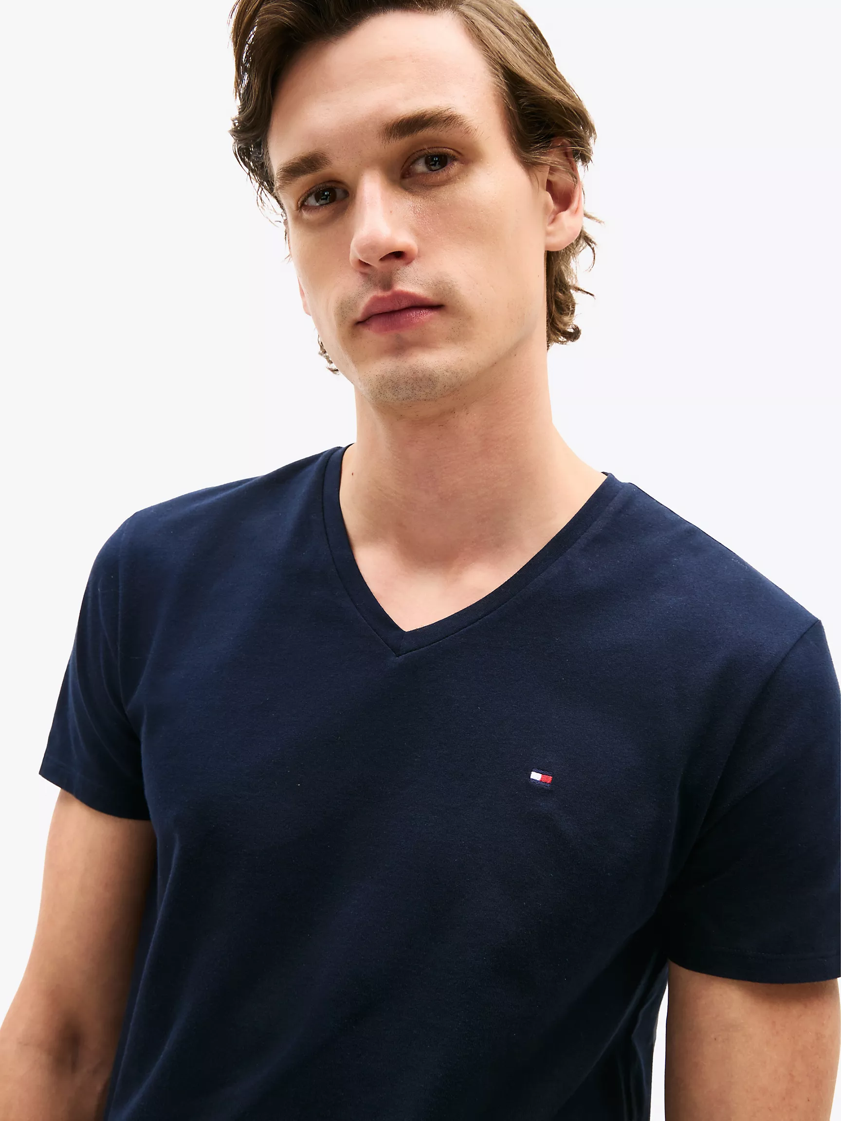 Мужская футболка Tommy Hilfiger, Приталенная футболка с V-образным вырезом