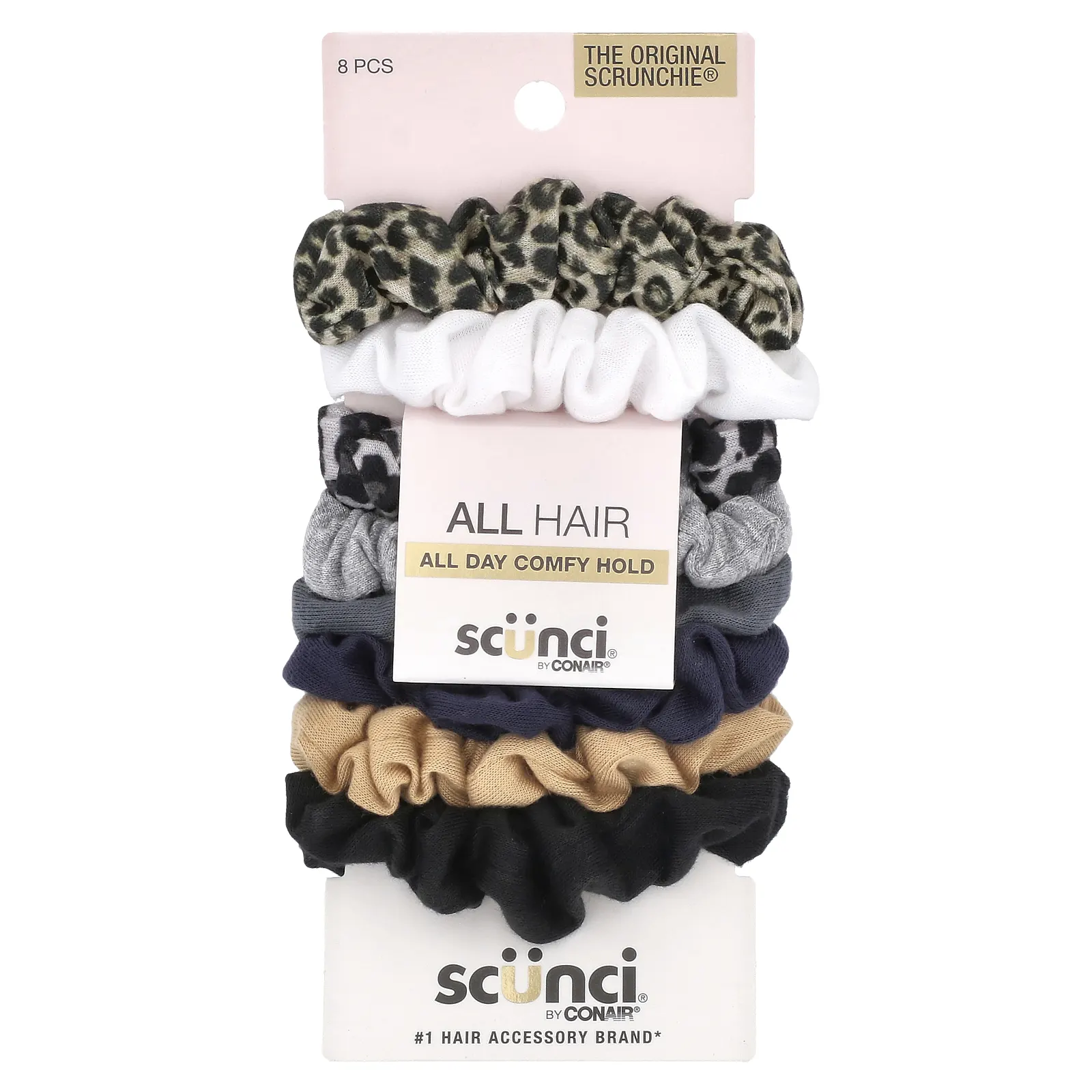 Scunci, Мини-резинки для волос No Damage, Mini Scrunchies, разные цвета (деним), 8 штук