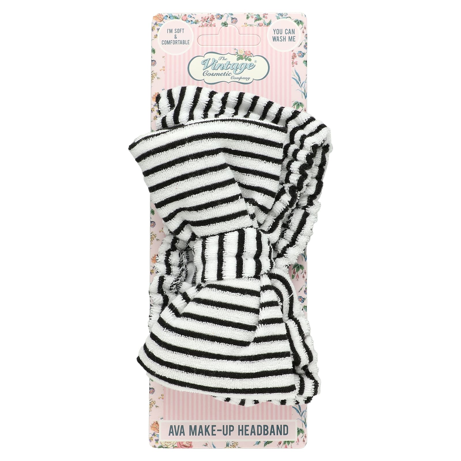 The Vintage Cosmetic Company, Повязка на голову Ava Make-Up, черная / белая, 1 шт.