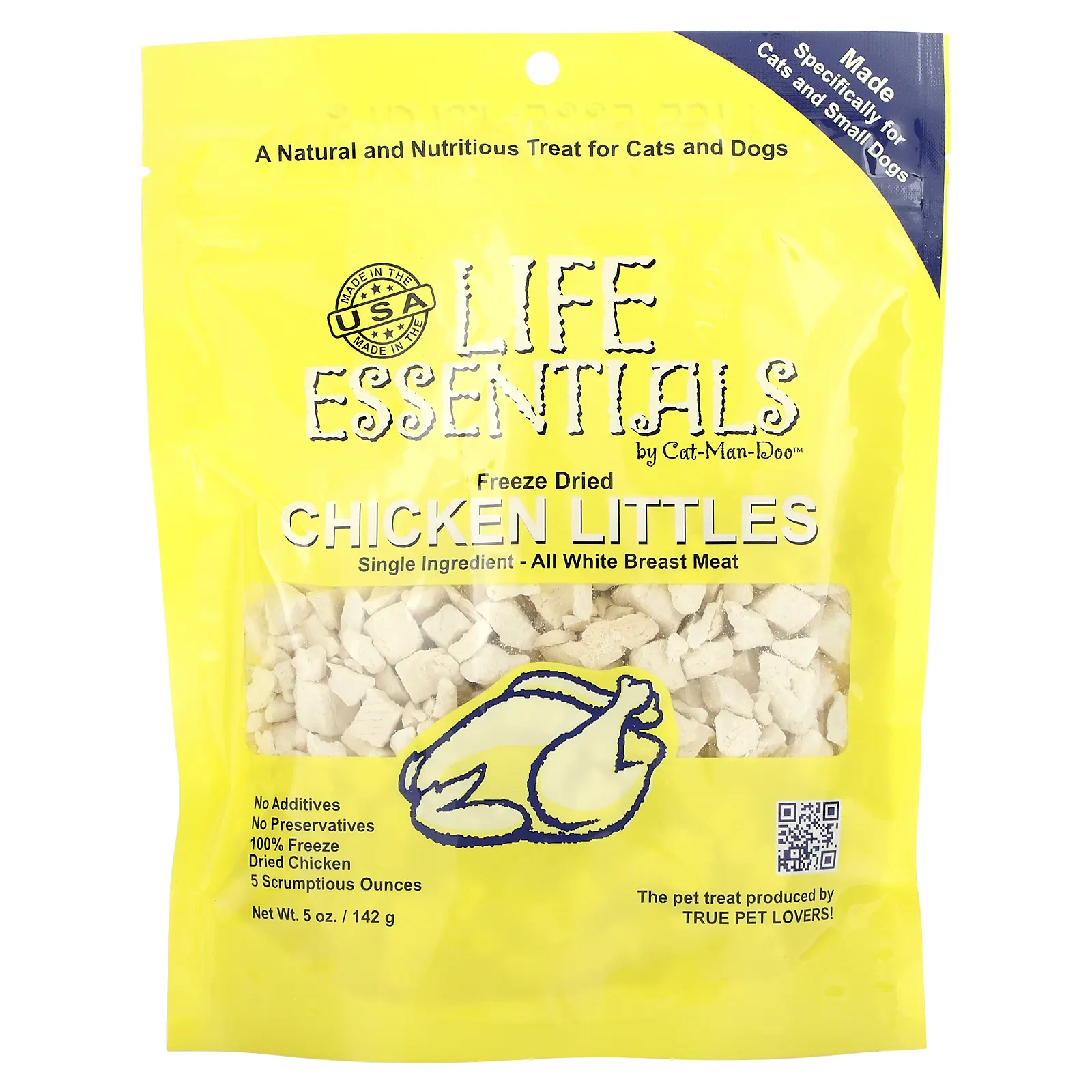 Cat-Man-Doo, Life Essentials, кусочки сублимированной курицы, для кошек и собак, 142 г (5 унций)