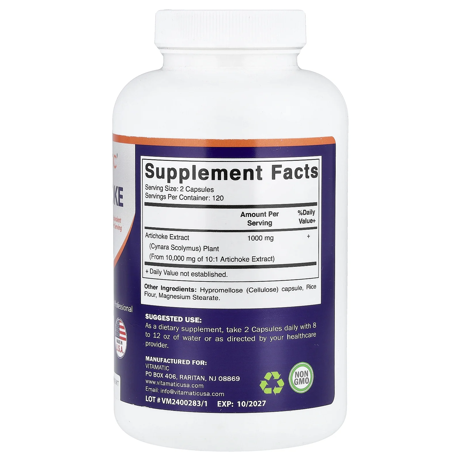 Vitamatic, артишок, 240 вегетарианских капсул (5000 мг в 1 капсуле)