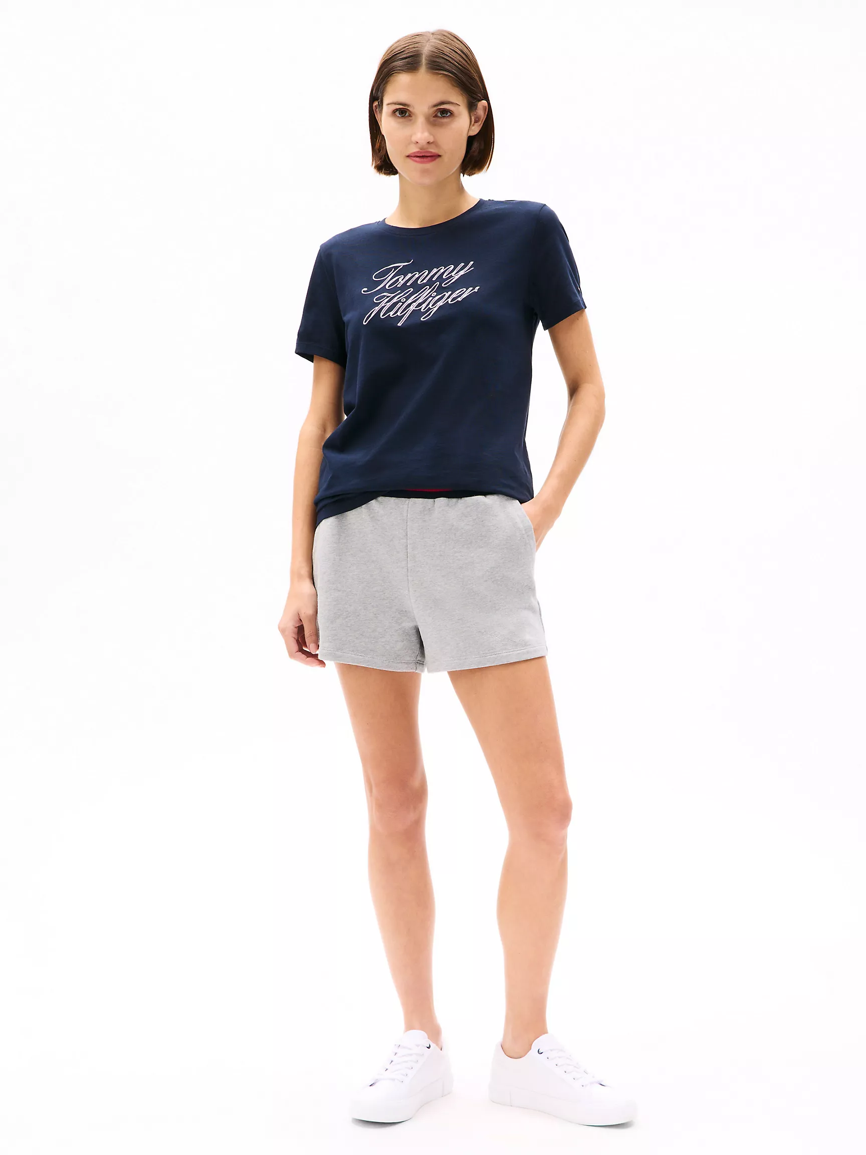 Женская футболка Tommy Hilfiger, Футболка с логотипом Hilfiger в виде рукописного текста