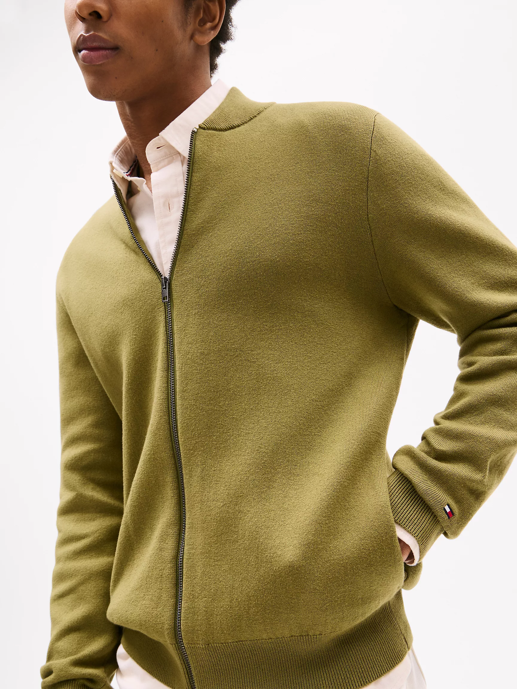 Мужской свитер Tommy Hilfiger, Хлопковый бейсбольный кардиган на молнии