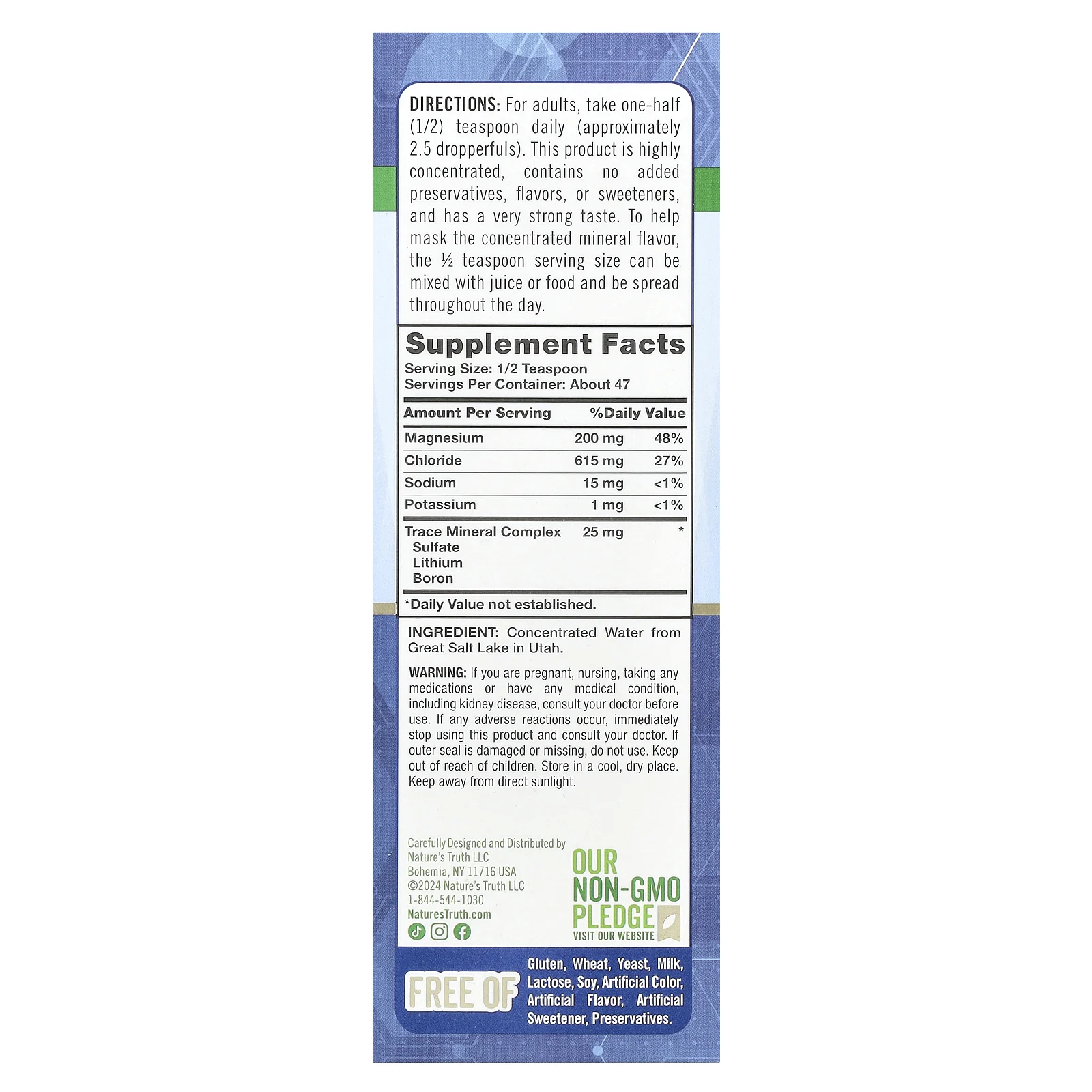Nature's Truth, Жидкий ионный магний, без добавок, 118 мл (4 жидк. унц.)