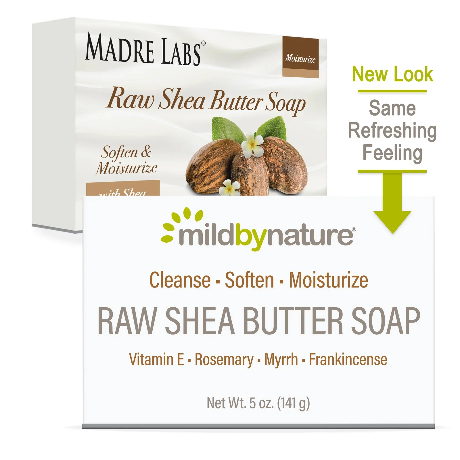 Mild By Nature, кусковое мыло с сырым маслом ши, с витамином E, розмарином, миррой и ладаном, 141 г (5 унций)