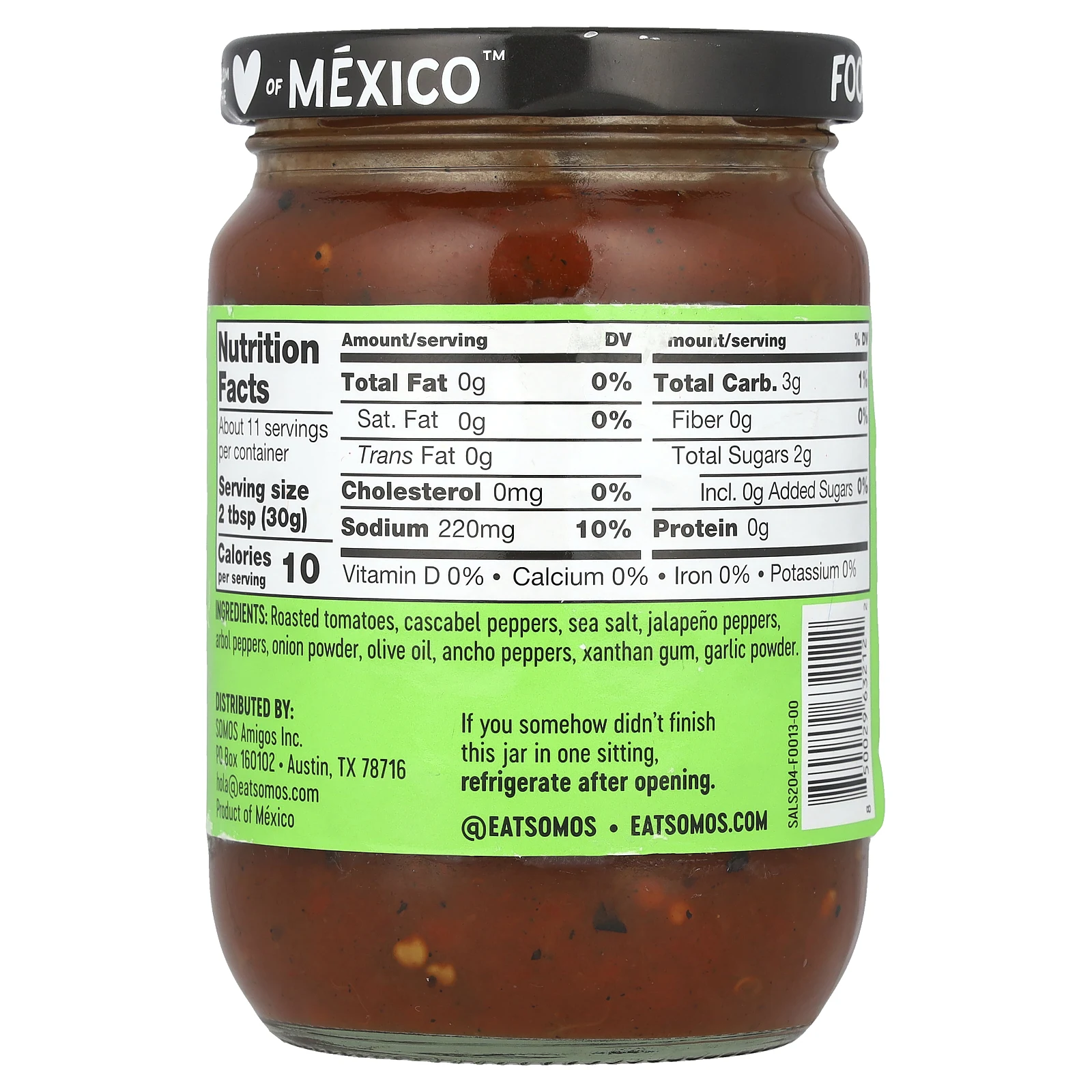 Somos, Cuatro Chiles Salsa, средняя, 340 г (12 унций)