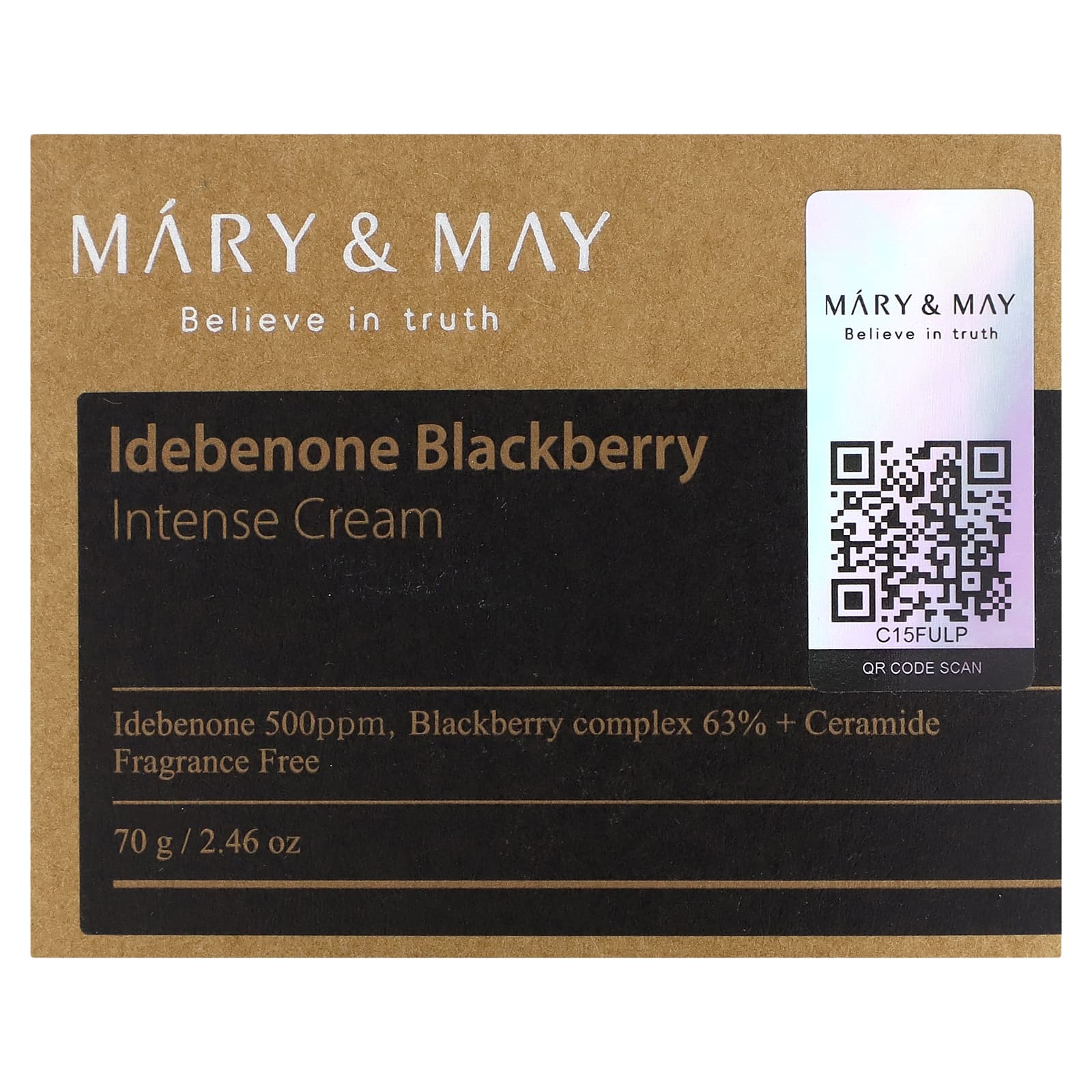 Mary & May, Idebenone Blackberry, интенсивный крем, 70 г (2,46 унции)