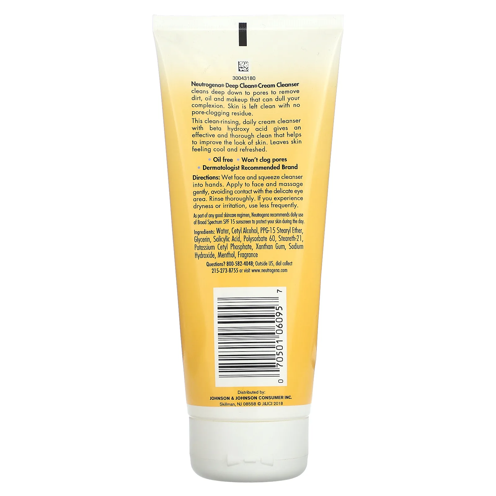 Neutrogena, Deep Clean, очищающий крем, 200 г (7 унций)