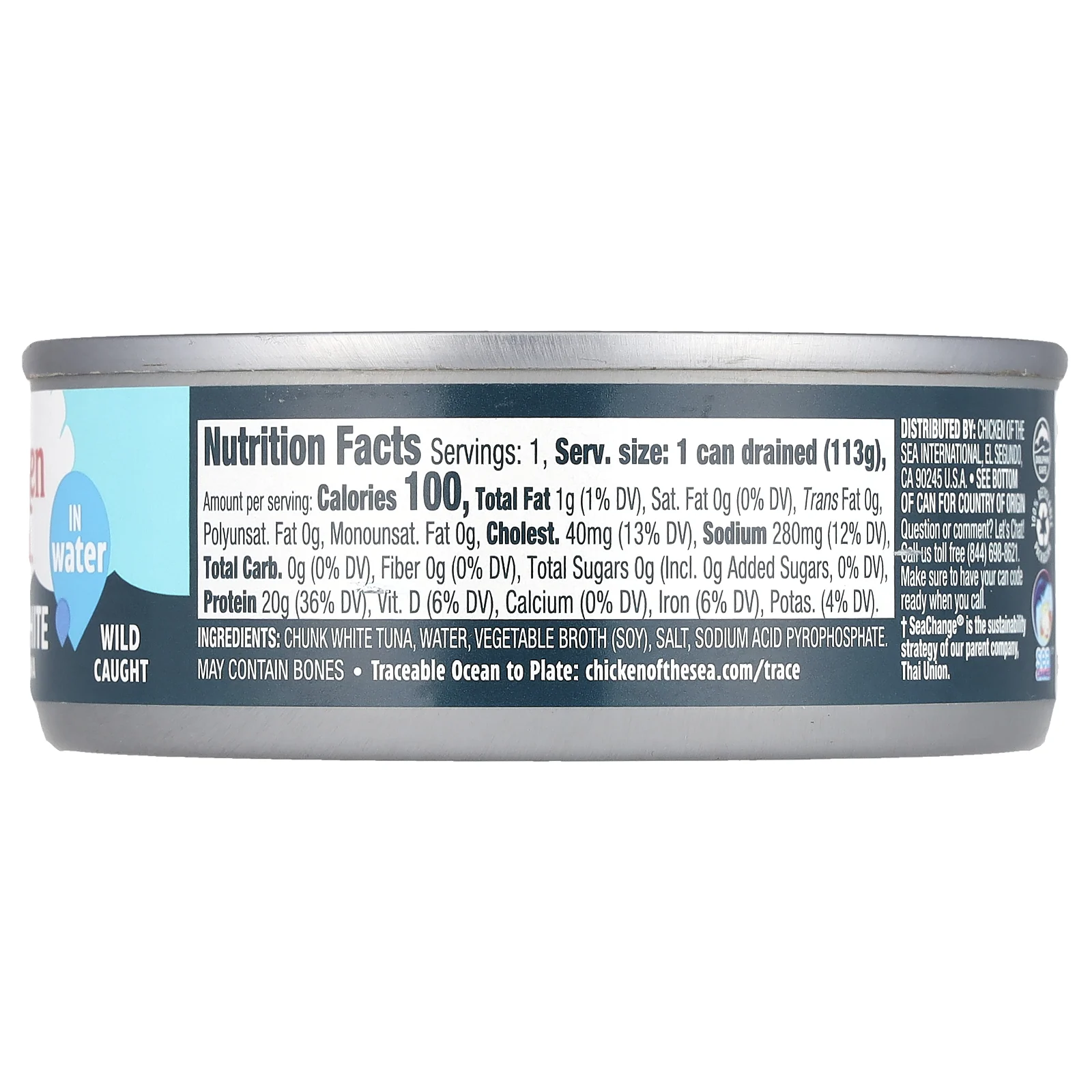 Chicken of the Sea, Кусочки белой альбакоры Tune in Water, 142 г (5 унций)