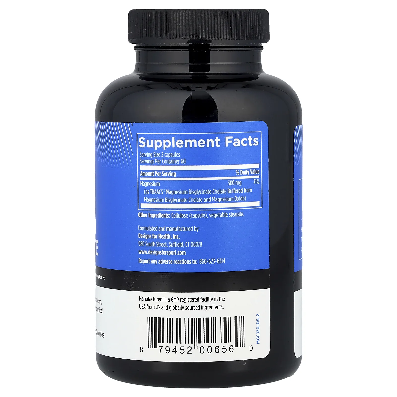 Designs For Health, Designs For Sport®, бисглицинат магния, 120 вегетарианских капсул (150 мг на капсулу)