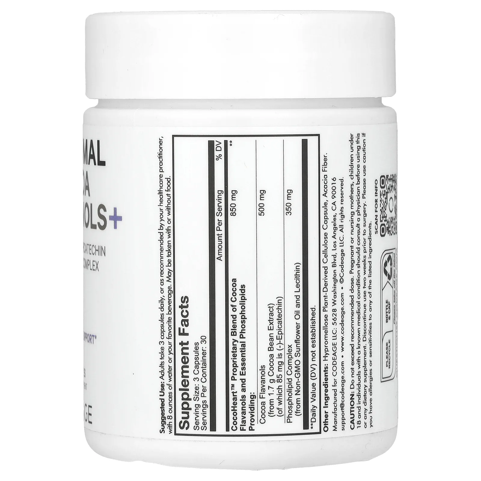 Codeage, липосомальные флаванолы какао, 90 капсул