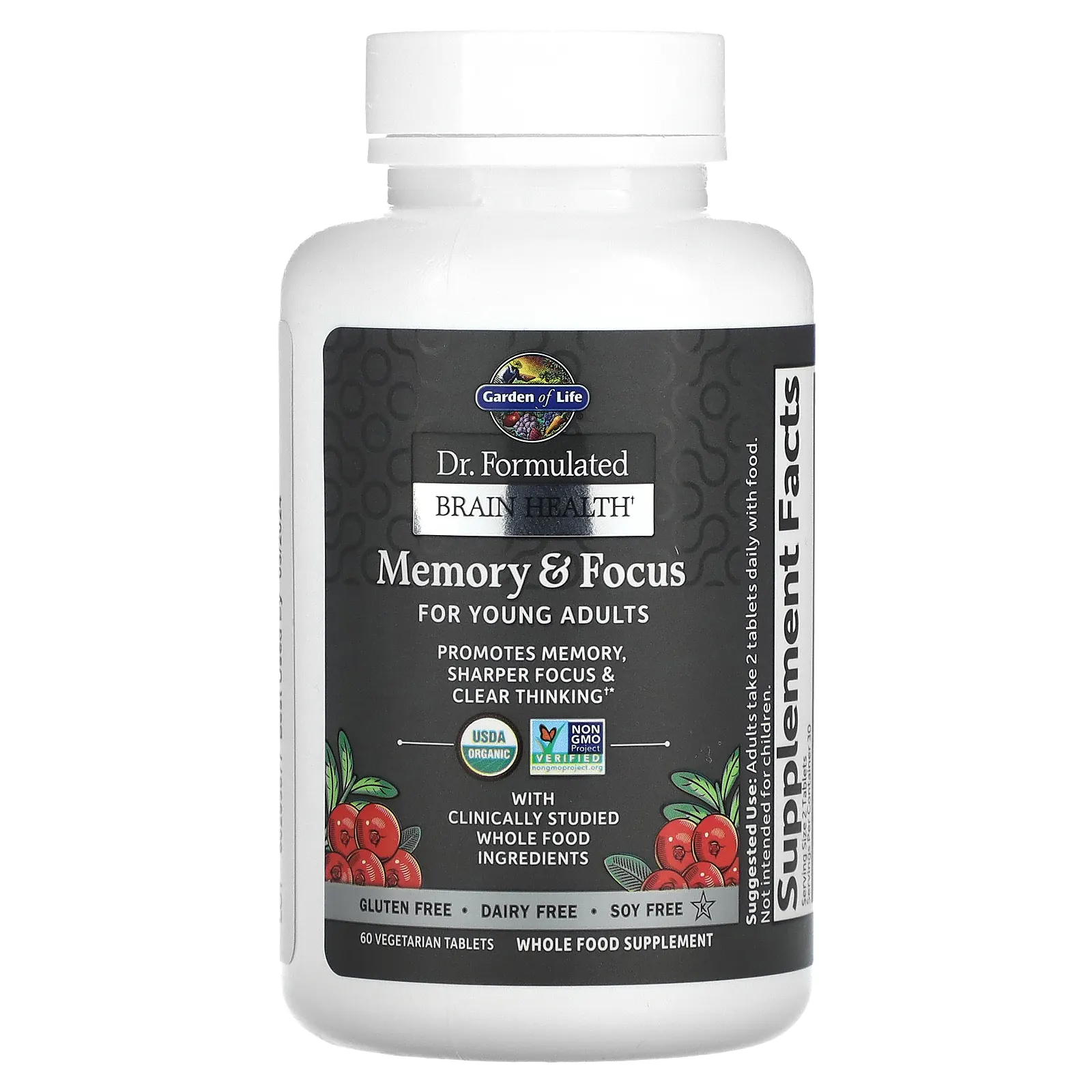 Garden of Life, Dr. Formulated для мозга, памяти и концентрации для молодежи, 60 вегетарианских таблеток