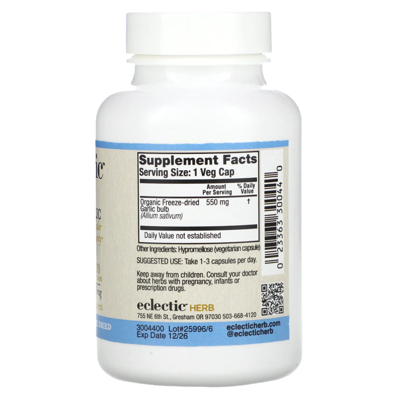 Eclectic Herb, сублимированный чеснок, 550 мг, 120 растительных капсул