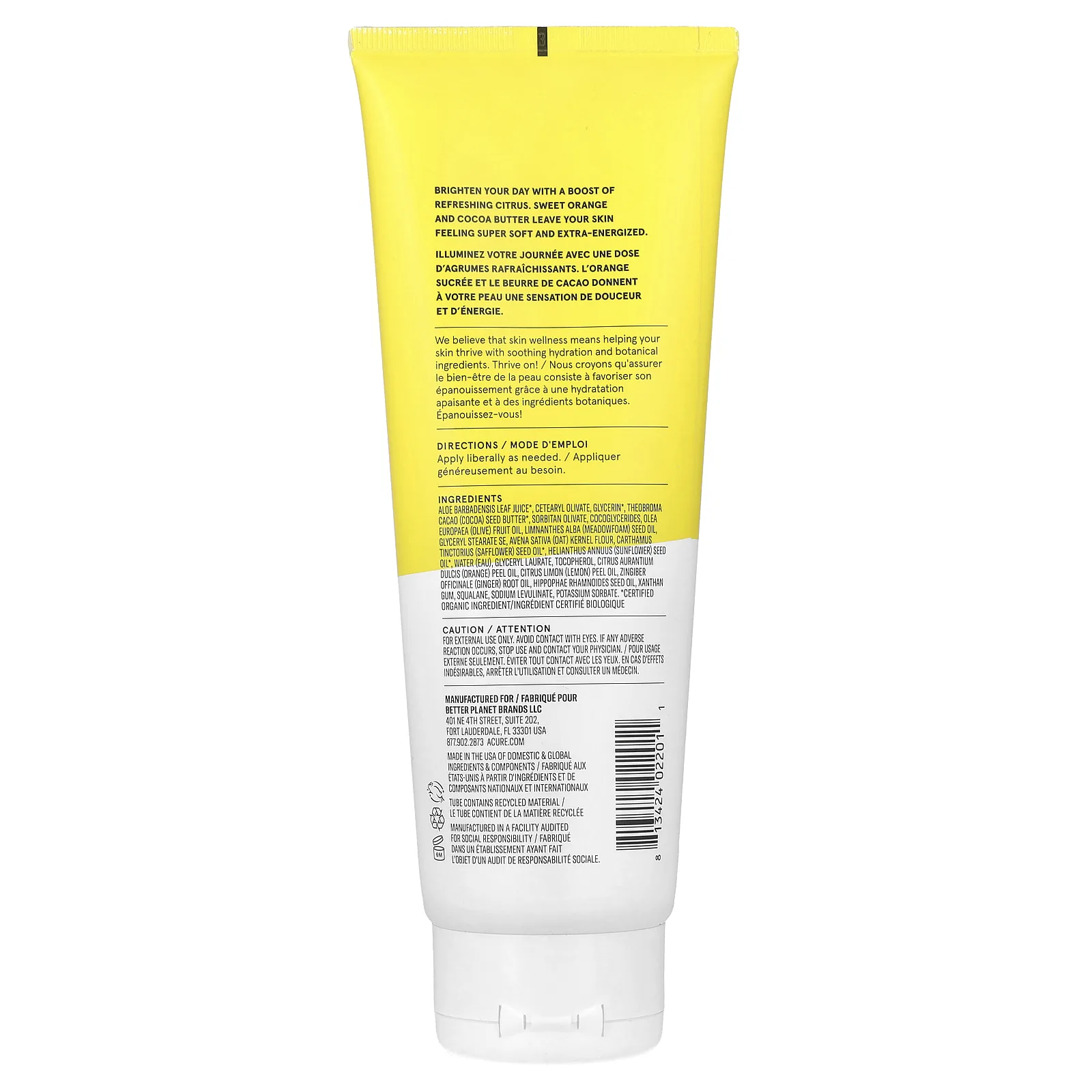 ACURE, осветляющий лосьон для тела, сладкий апельсин и какао-масло, 236 мл (8 жидк. унций)