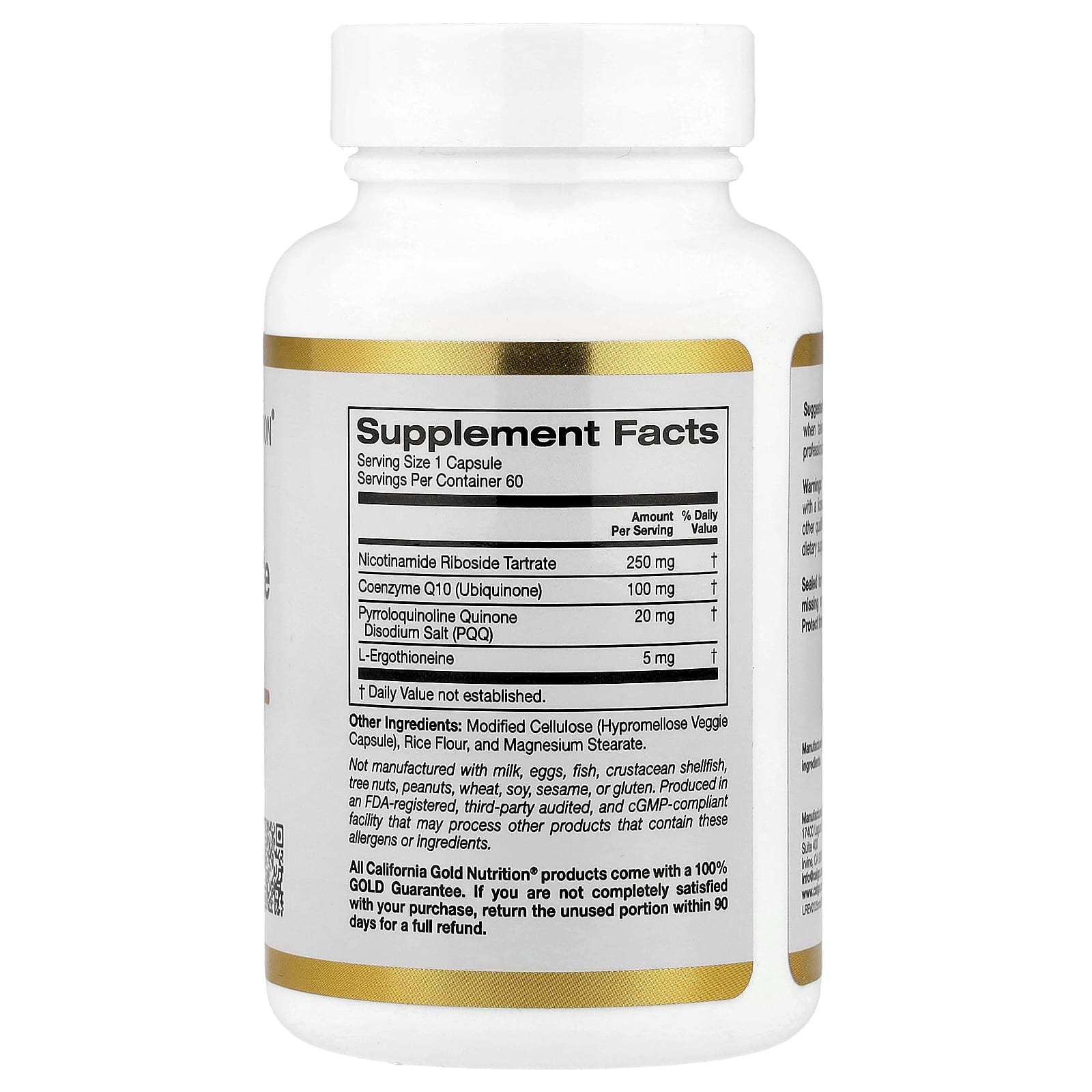 California Gold Nutrition, комплекс с никотинамид рибозид тартратом (НРТ), 60 растительных капсул