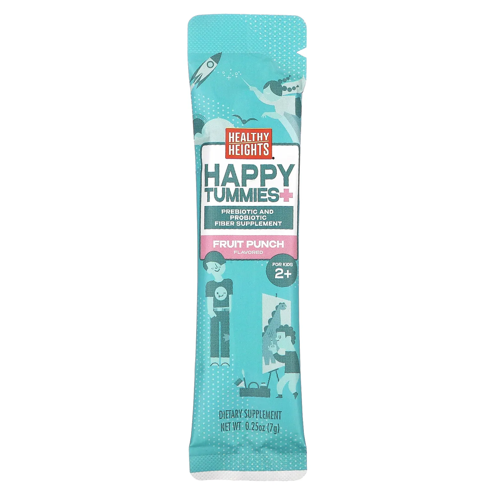 Healthy Heights, Happy Tummies+, для детей от 2 лет, фруктовый пунш, 24 пакетика по 7 г (0,25 унции)