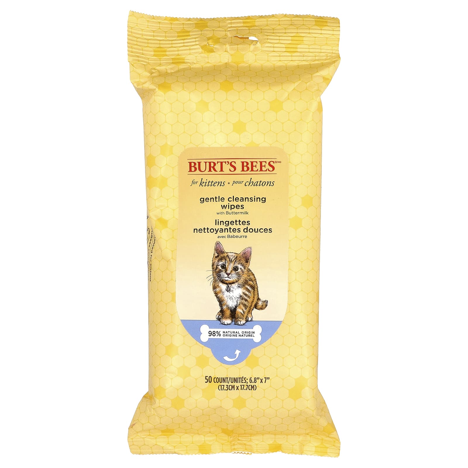 Burt's Bees, нежные очищающие салфетки с пахтой, для котят, 50 шт.